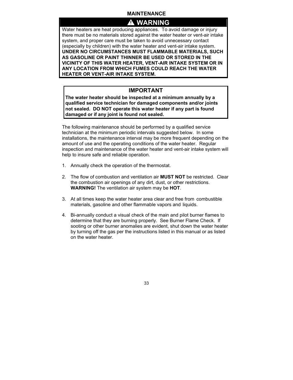 Warning | Bradford White TW4-75S-76B-3N User Manual | Page 33 / 40