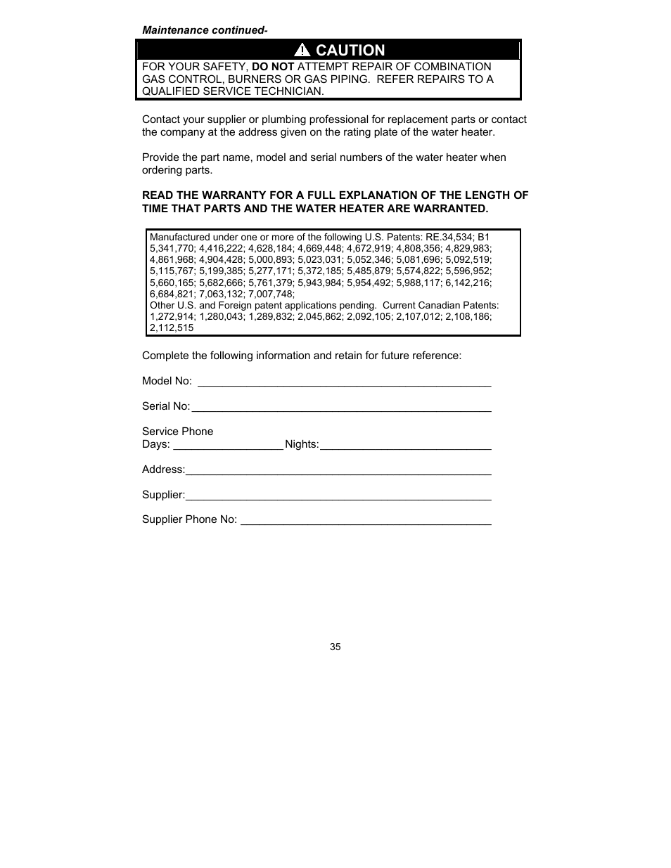 Caution | Bradford White TW4-75S-76B-3N User Manual | Page 35 / 40