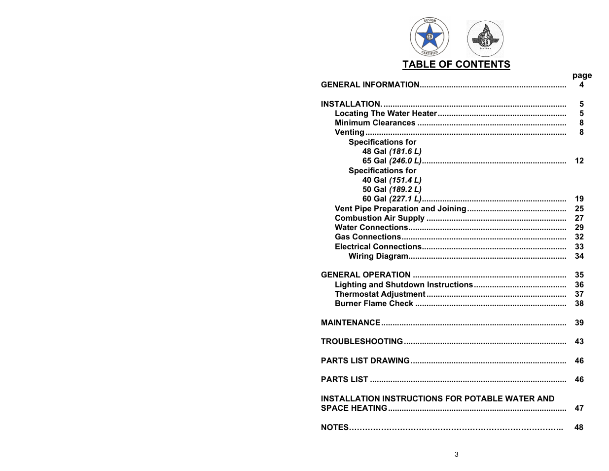 Bradford White TW4-75S-76B-3N User Manual | Page 3 / 48