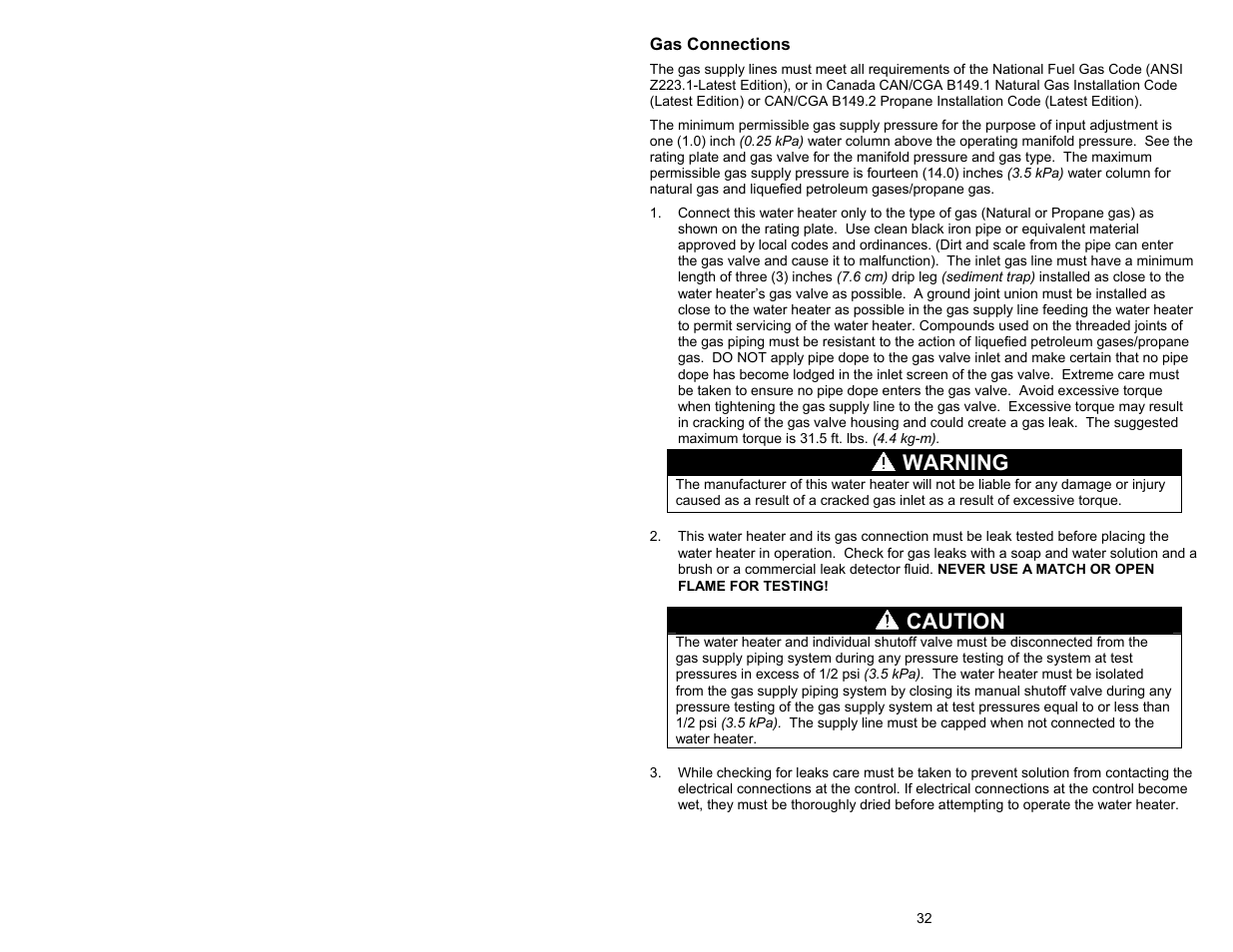 Warning, Caution | Bradford White TW4-75S-76B-3N User Manual | Page 32 / 48