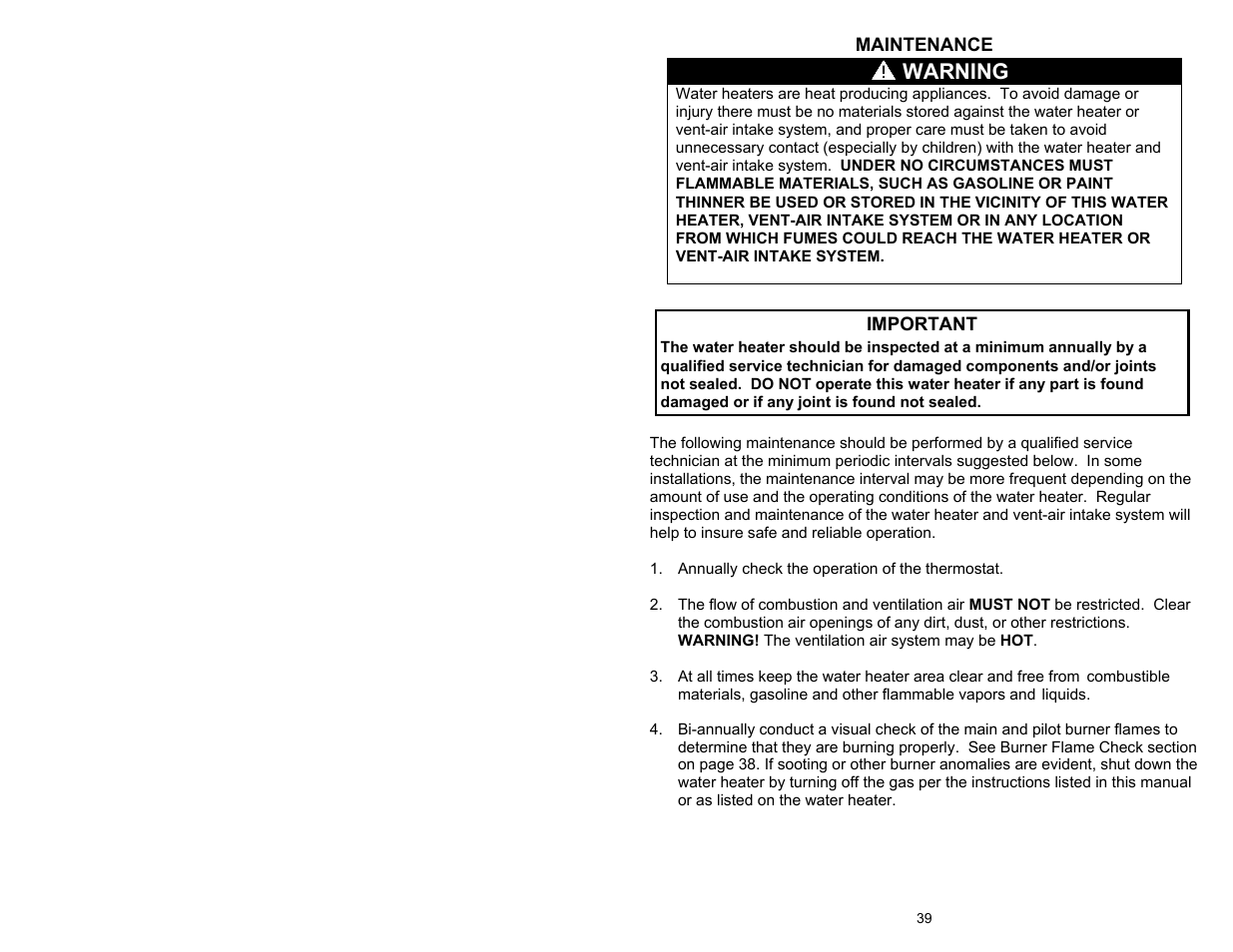 Warning | Bradford White TW4-75S-76B-3N User Manual | Page 39 / 48