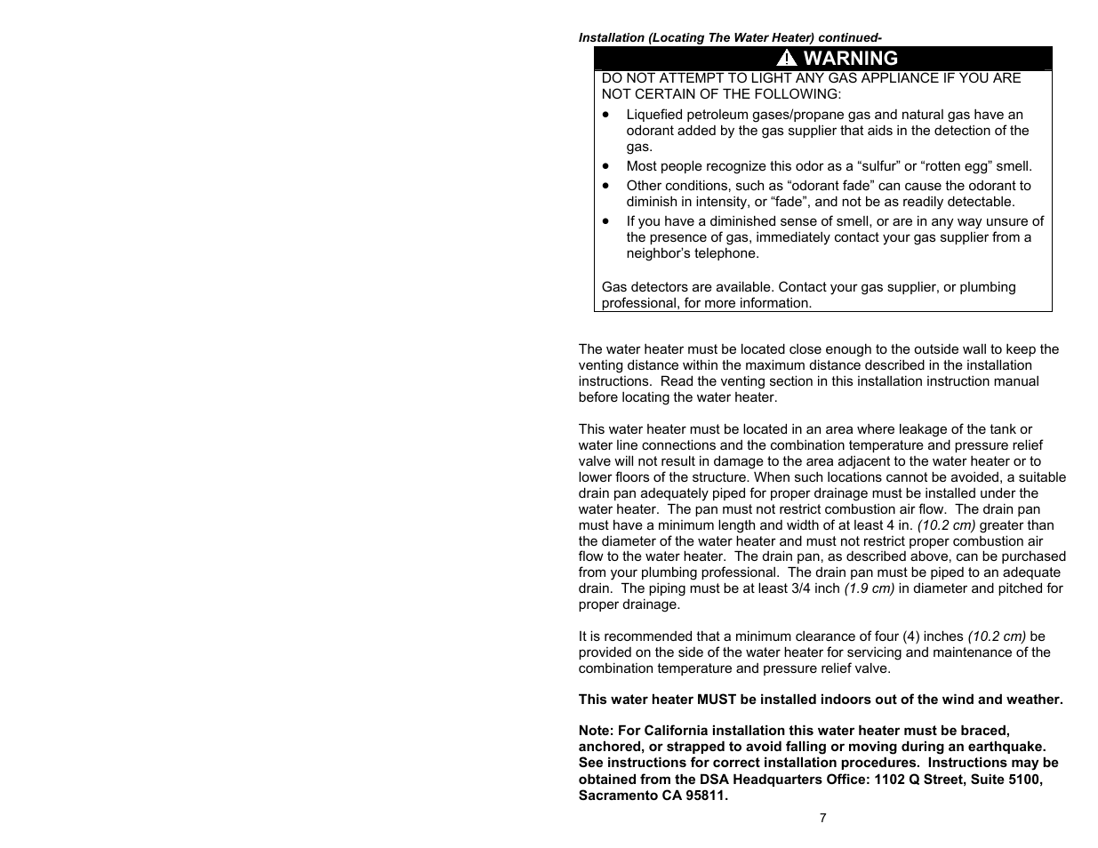 Warning | Bradford White TW4-75S-76B-3N User Manual | Page 7 / 48