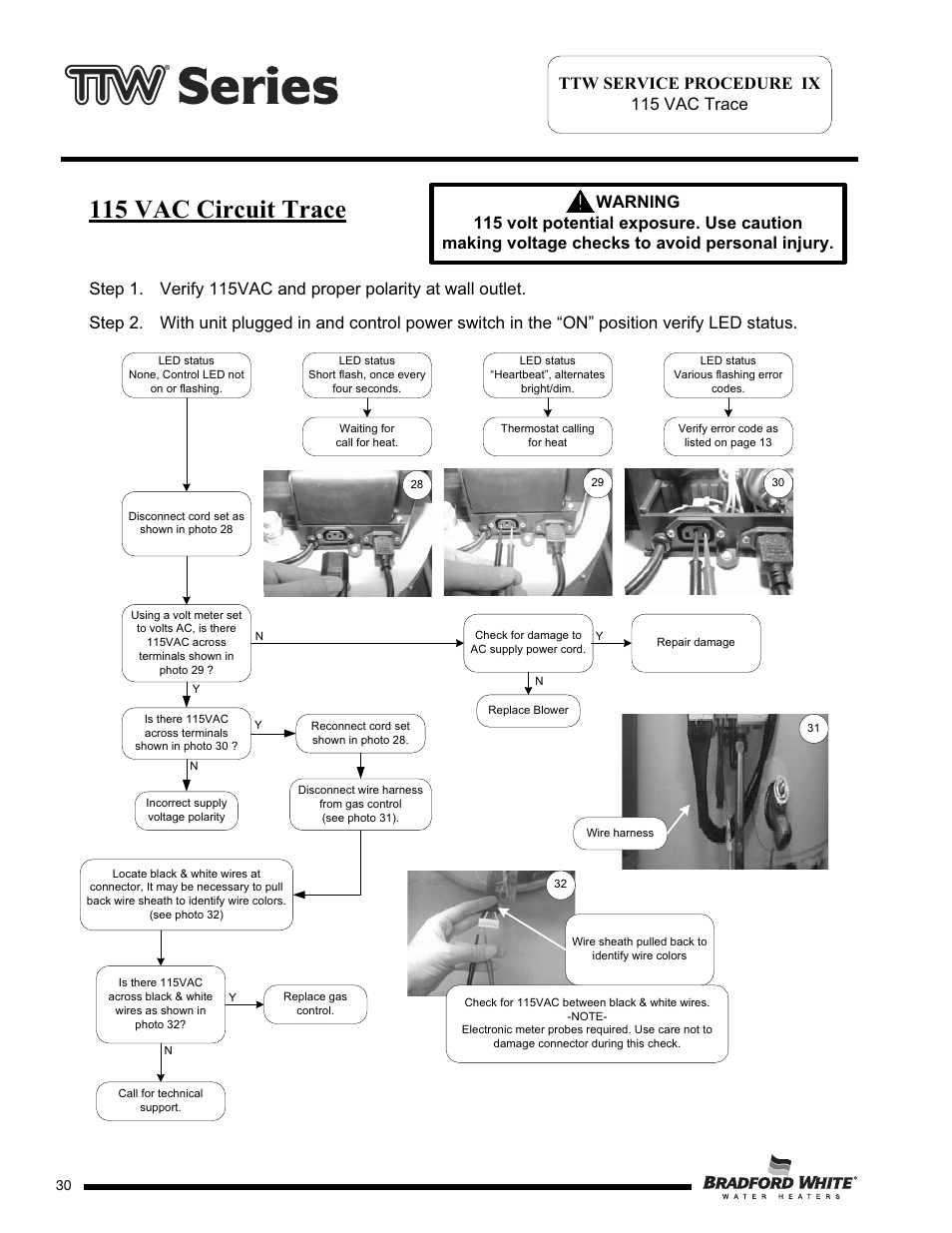 115 vac circuit trace | Bradford White M-2-TW-75T6BN User Manual | Page 30 / 40