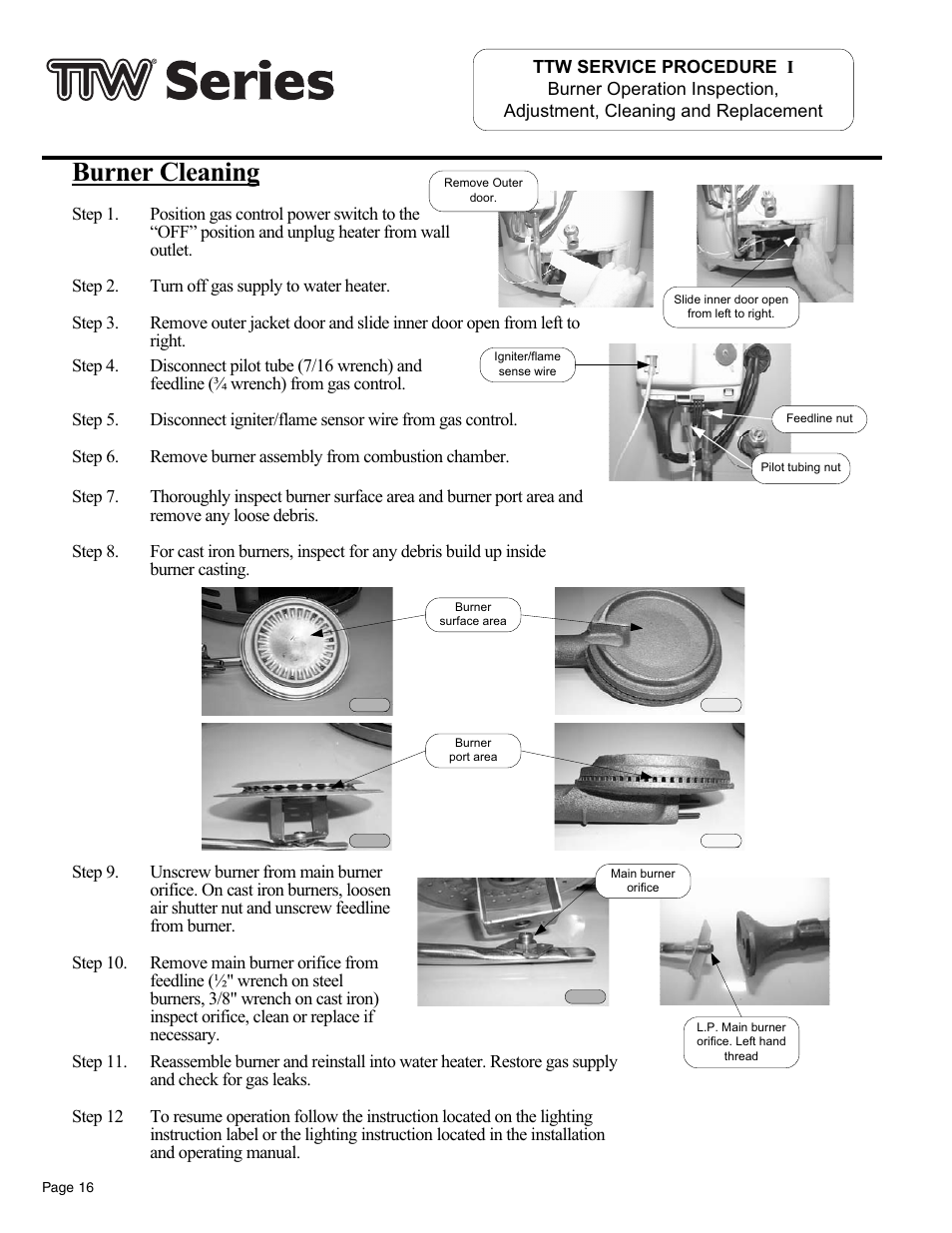 Burner cleaning | Bradford White TW4-75S-76B-3X User Manual | Page 16 / 36