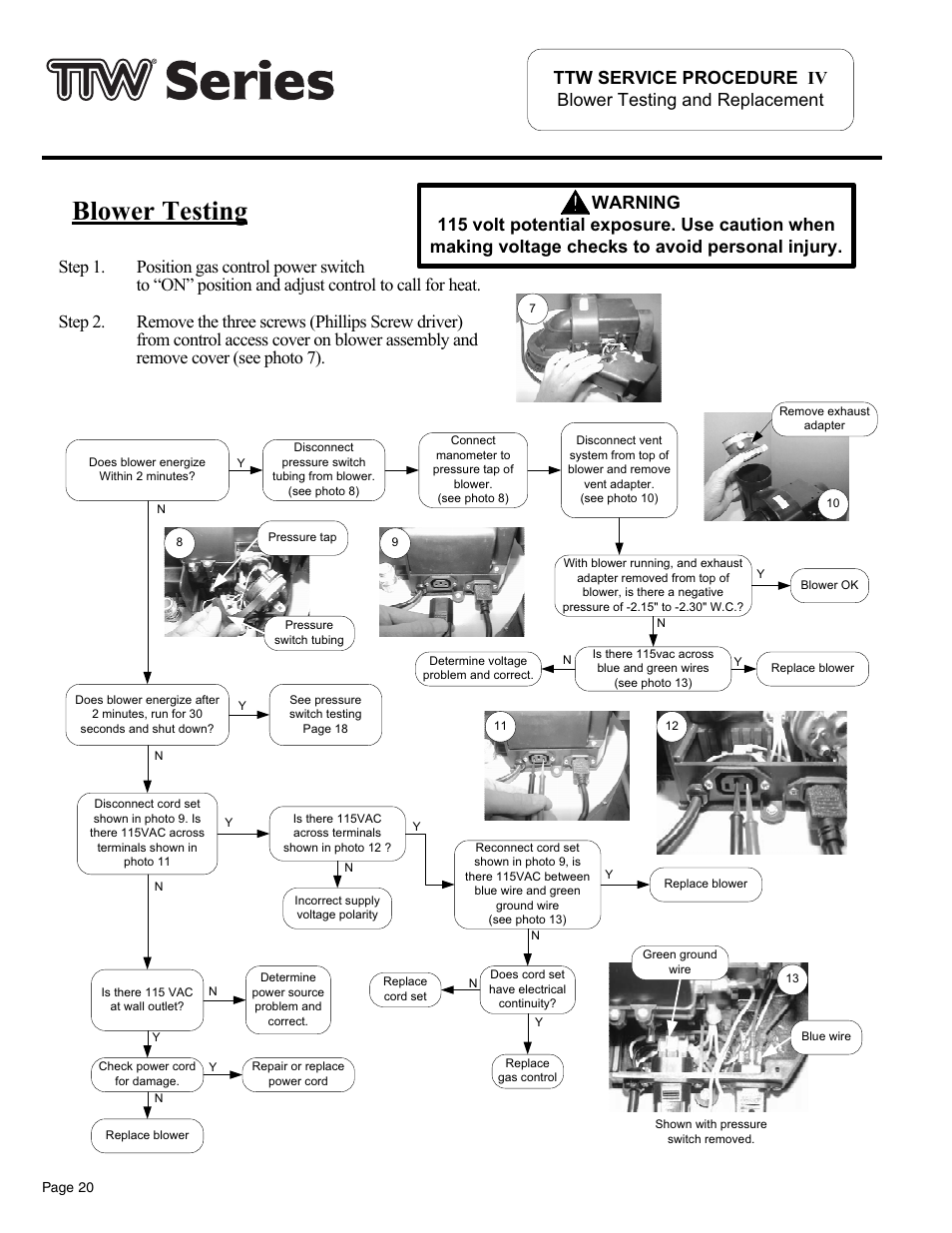 Blower testing | Bradford White TW4-75S-76B-3X User Manual | Page 20 / 36