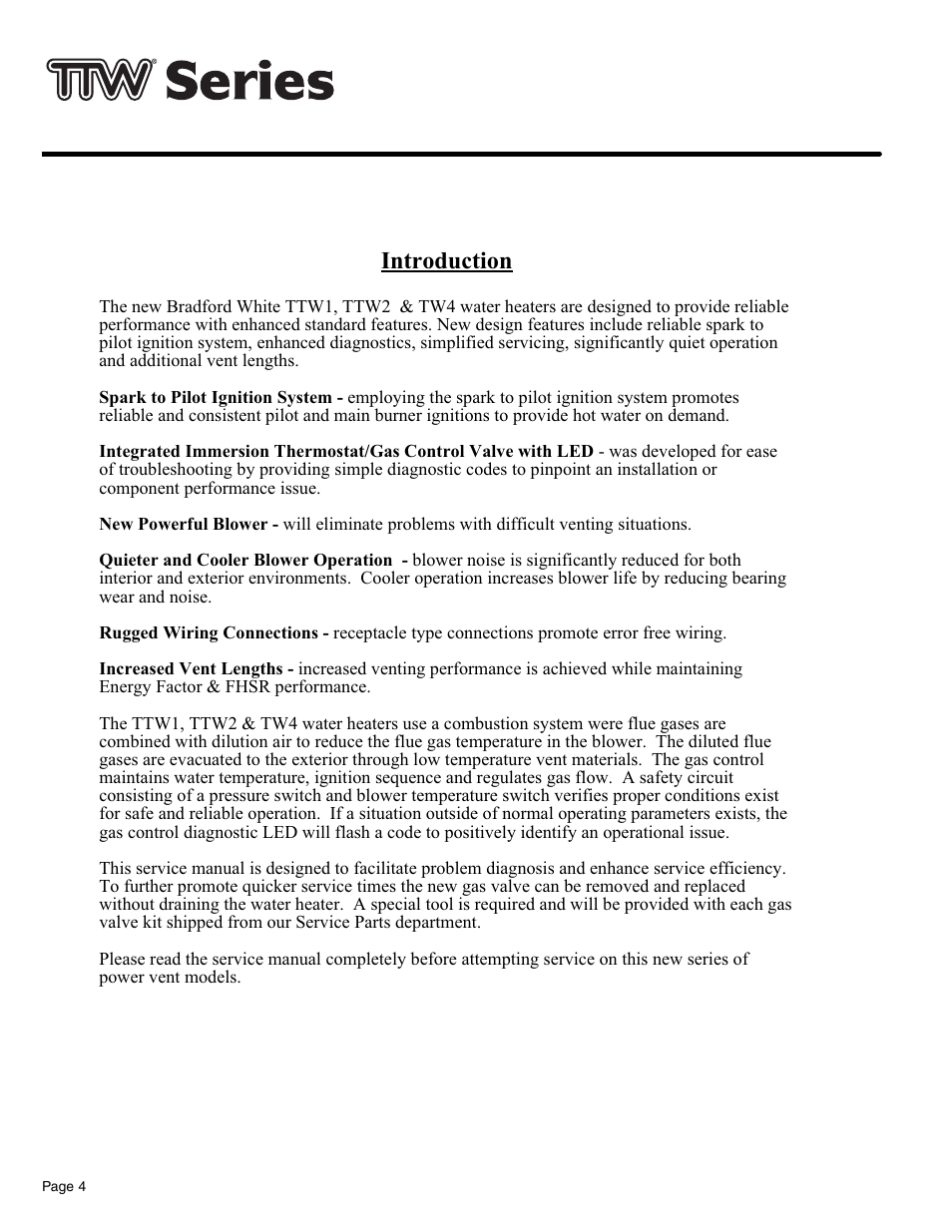 Introduction | Bradford White TW4-75S-76B-3X User Manual | Page 4 / 36