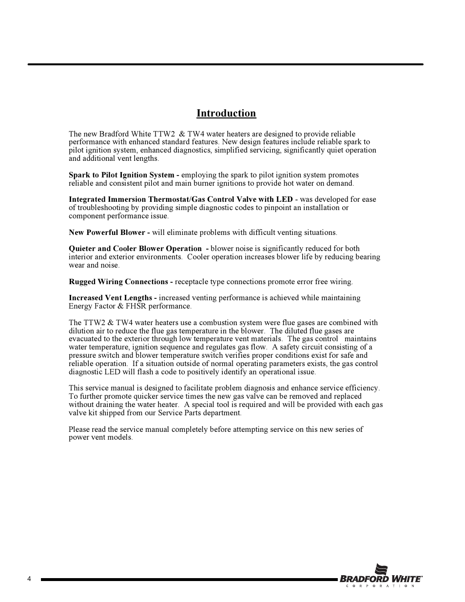 Introduction | Bradford White TW4-75S-76B-3X User Manual | Page 4 / 36