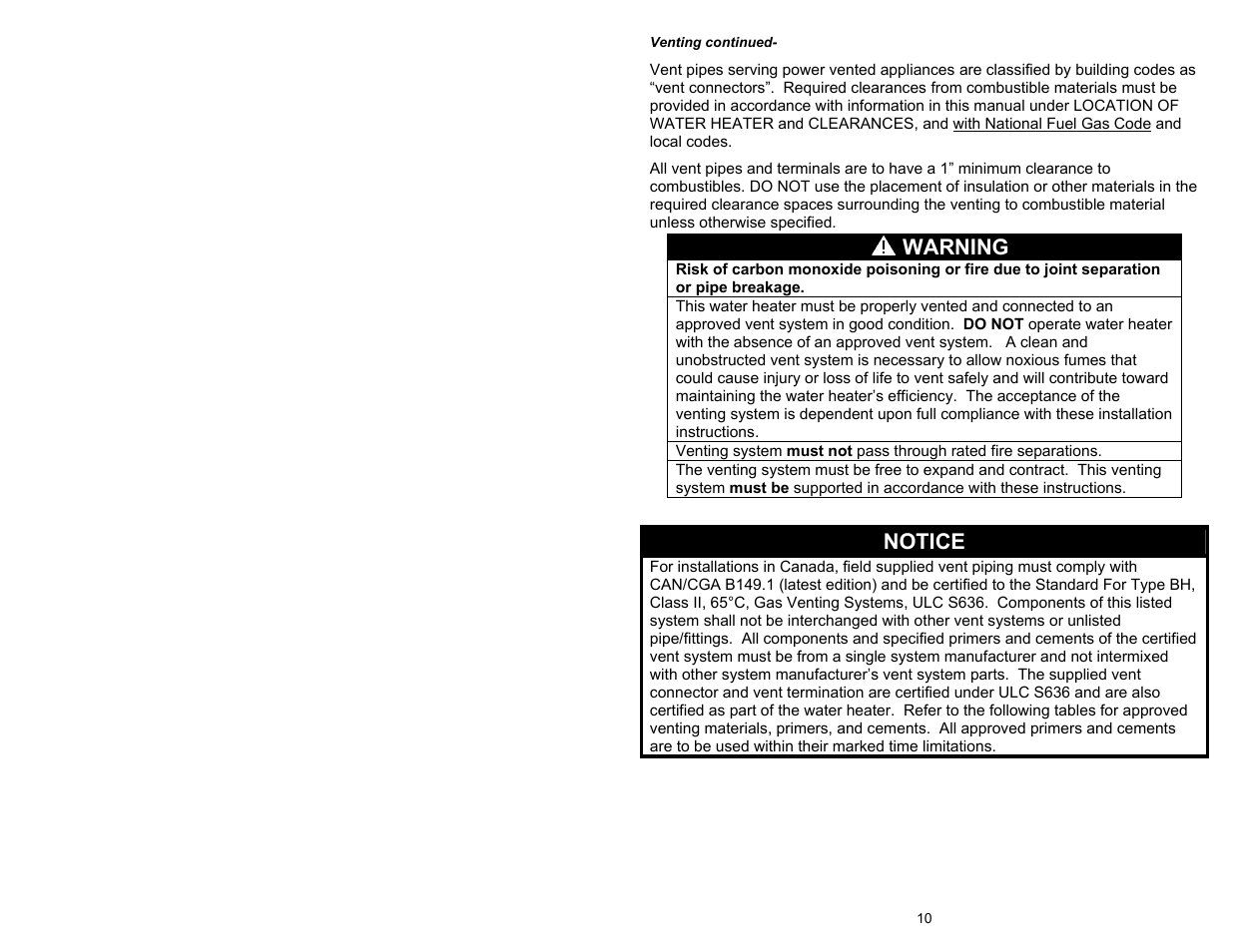 Warning, Notice | Bradford White M-4-XRTW65T6FSX User Manual | Page 10 / 40