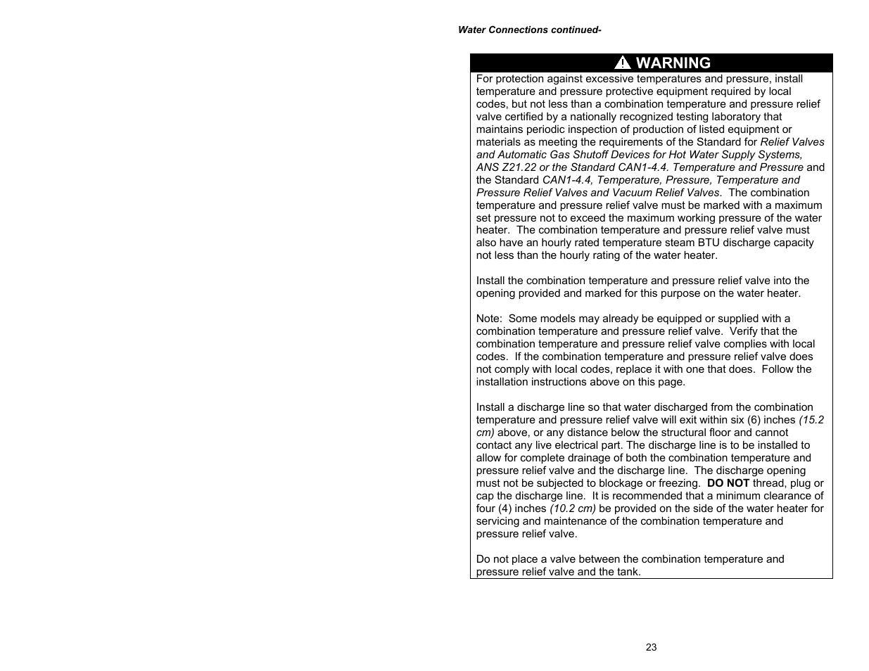 Warning | Bradford White M-4-XRTW65T6FSX User Manual | Page 23 / 40