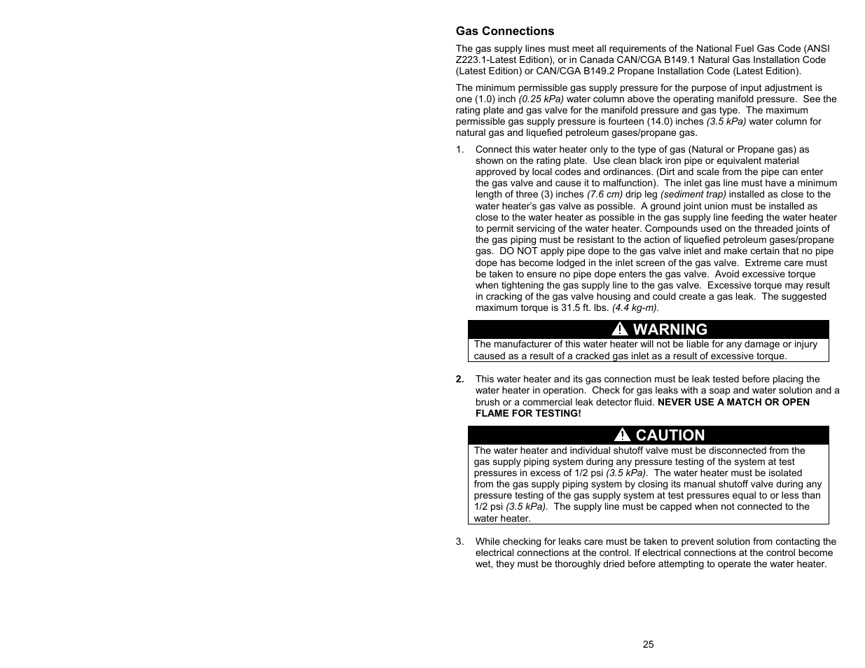 Warning, Caution | Bradford White M-4-XRTW65T6FSX User Manual | Page 25 / 40