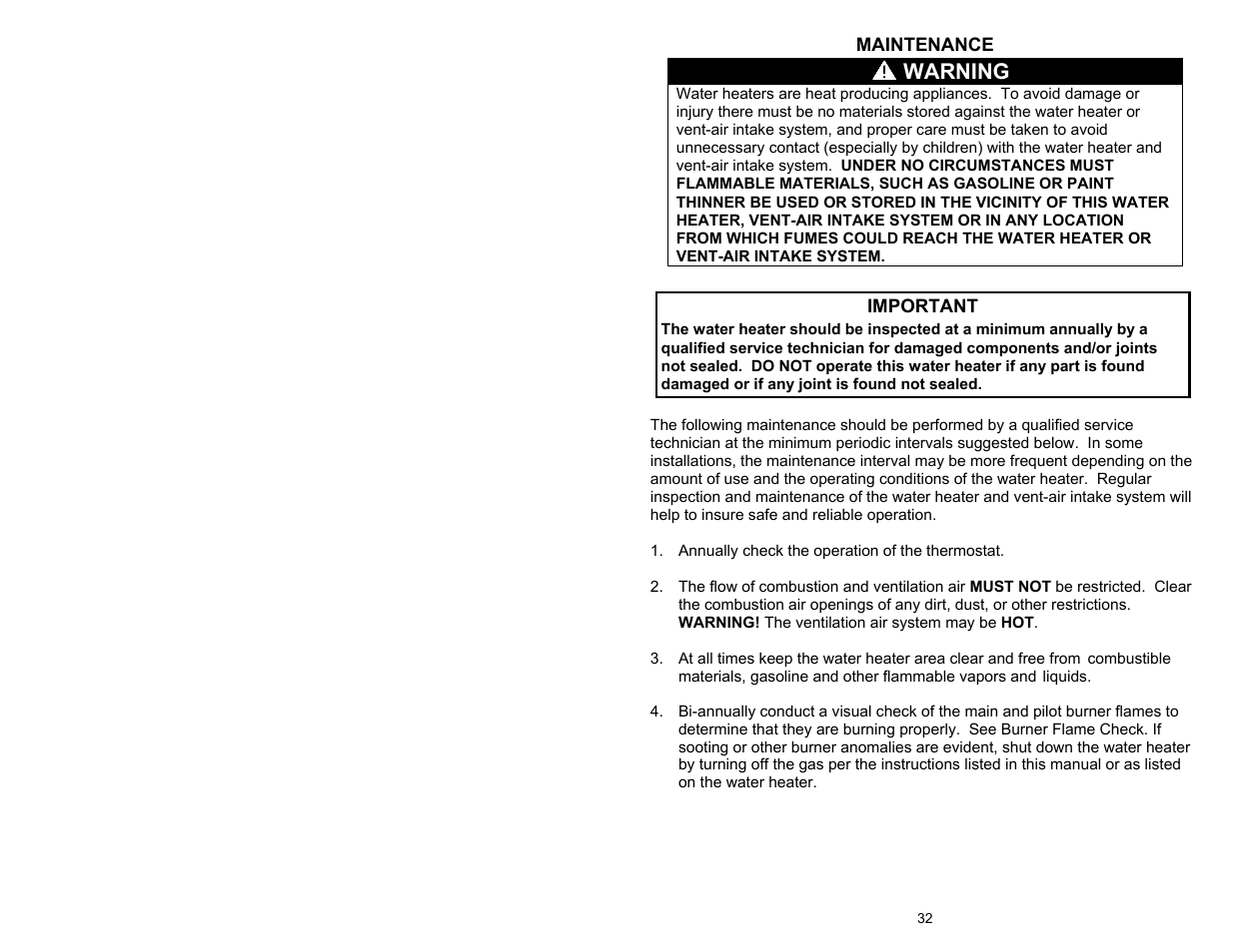 Warning | Bradford White M-4-XRTW65T6FSX User Manual | Page 32 / 40
