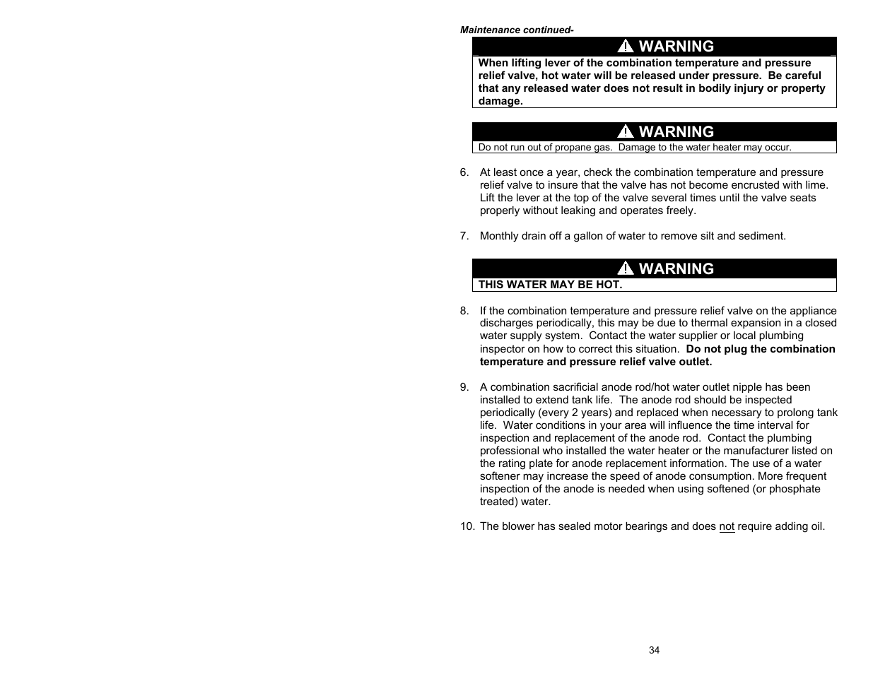 Warning | Bradford White M-4-XRTW65T6FSX User Manual | Page 34 / 40