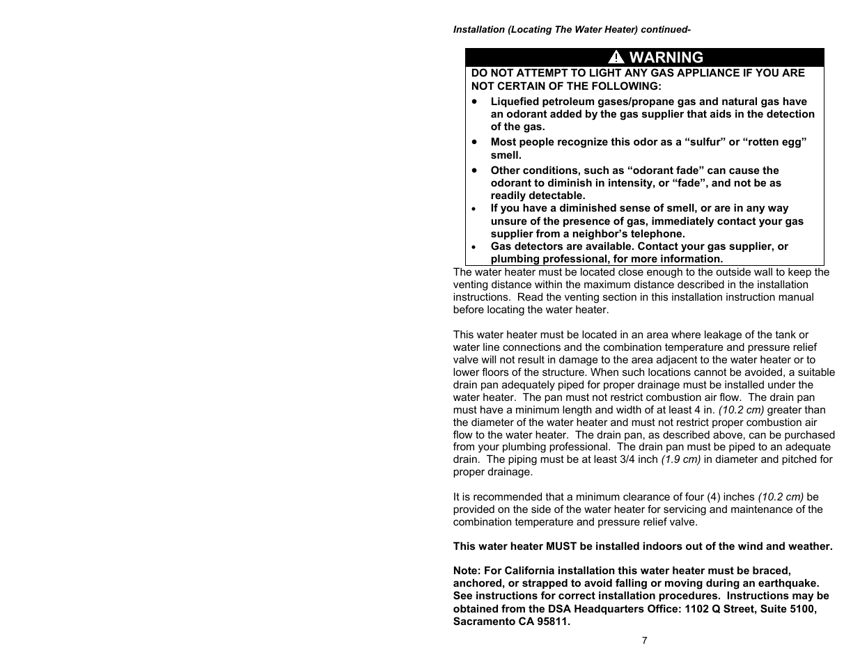 Warning | Bradford White M-4-XRTW65T6FSX User Manual | Page 7 / 40