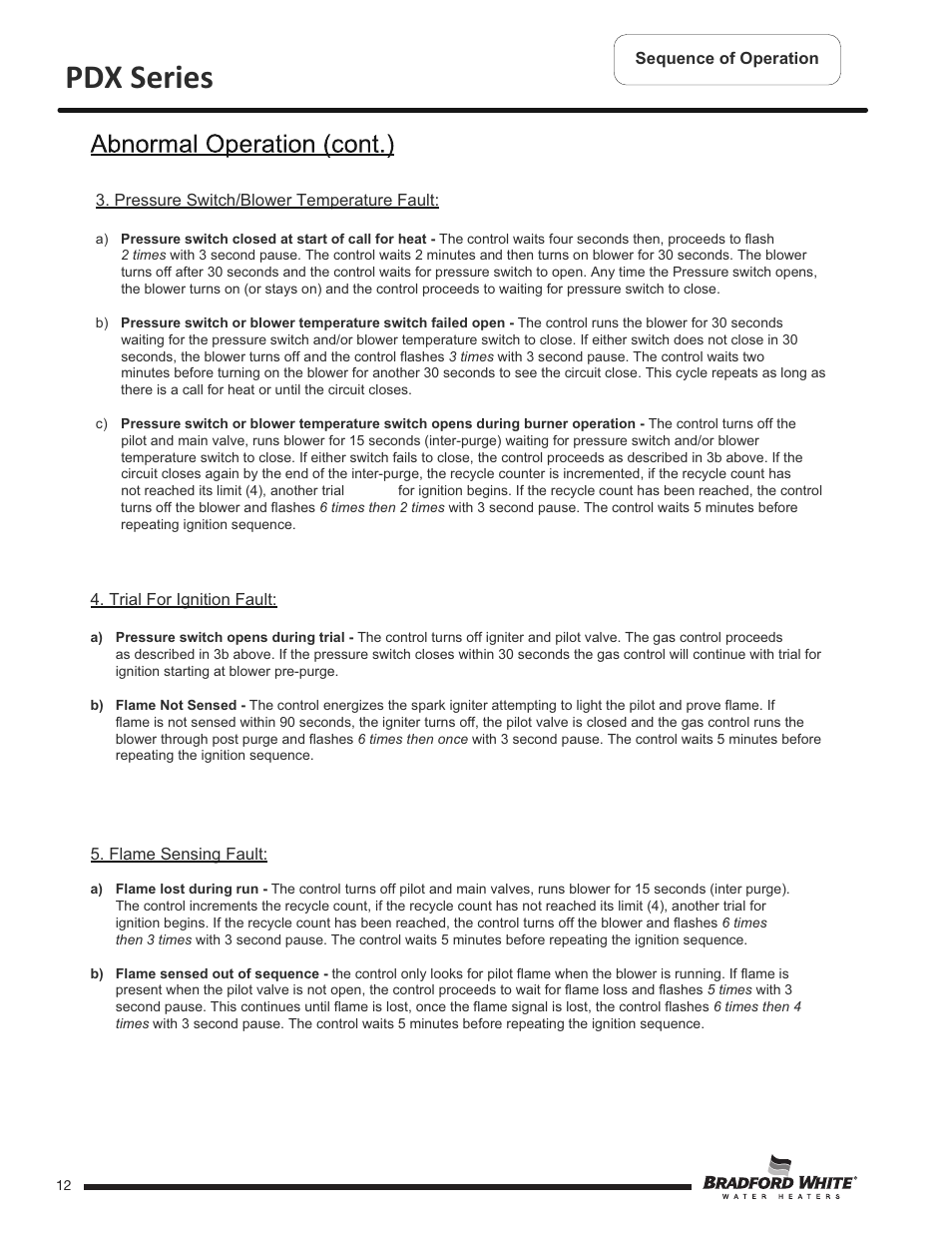 Pdx series | Bradford White PDX-75S-70FB-3X User Manual | Page 12 / 44