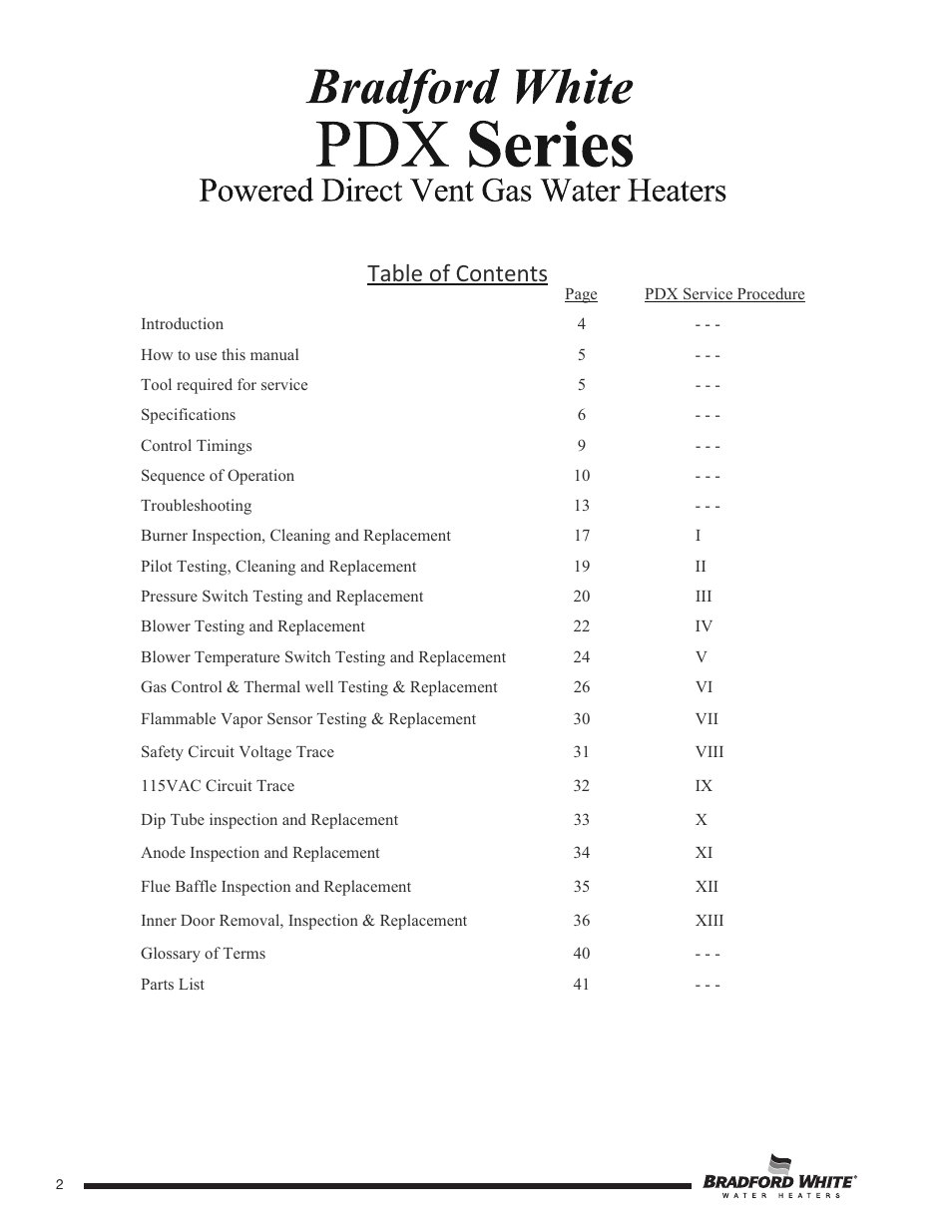 Bradford White PDX-75S-70FB-3X User Manual | Page 2 / 44