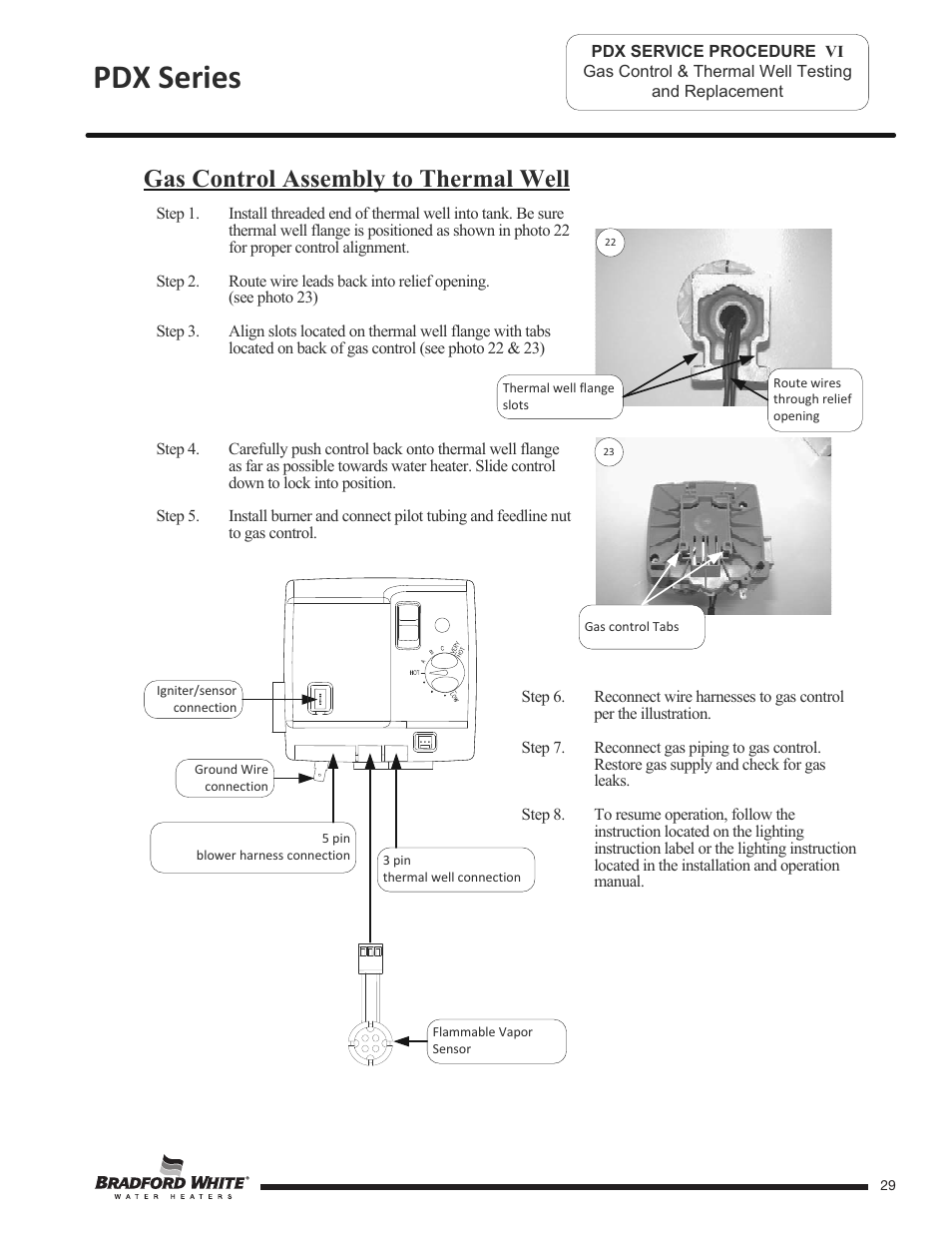 Pdx series, Gas control assembly to thermal well | Bradford White PDX-75S-70FB-3X User Manual | Page 29 / 44