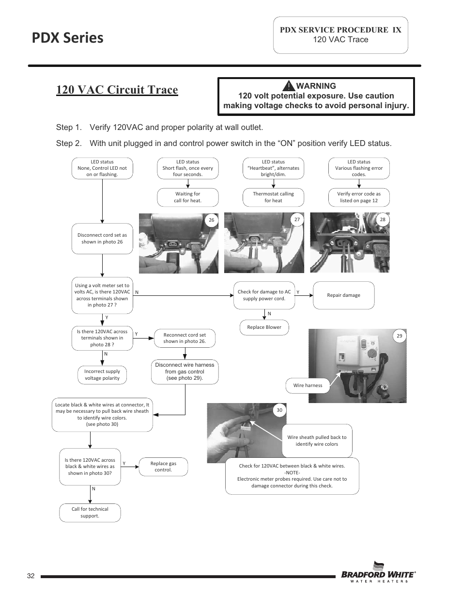 Pdx series, 120 vac circuit trace | Bradford White PDX-75S-70FB-3X User Manual | Page 32 / 44