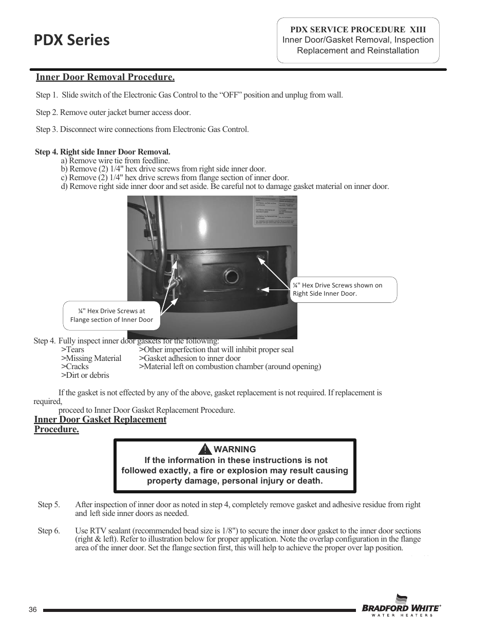 Pdx series | Bradford White PDX-75S-70FB-3X User Manual | Page 36 / 44