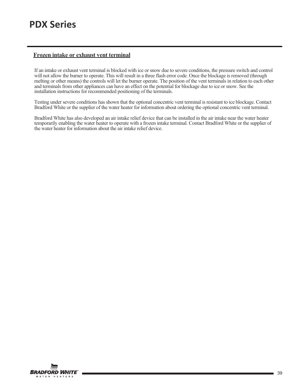 Pdx series | Bradford White PDX-75S-70FB-3X User Manual | Page 39 / 44