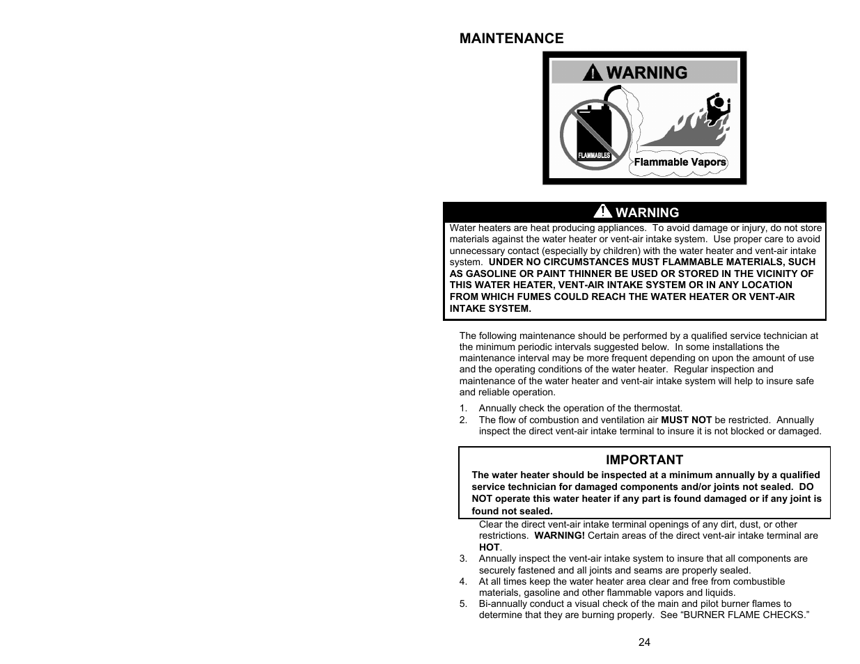 Maintenance | Bradford White UDH-75T-50FR-3N User Manual | Page 24 / 32