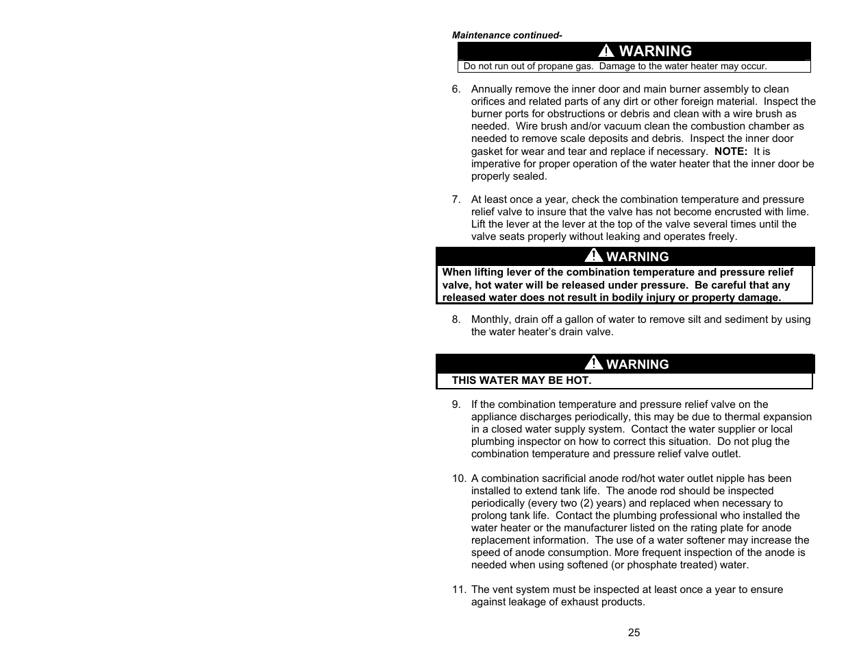 Warning | Bradford White UDH-75T-50FR-3N User Manual | Page 25 / 32