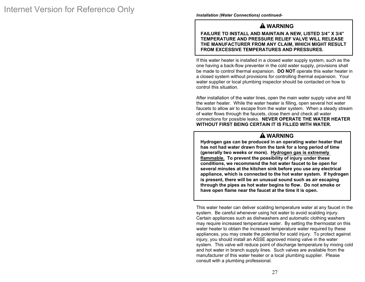 Internet version for reference only | Bradford White DH-75T-60FB-3X User Manual | Page 27 / 40