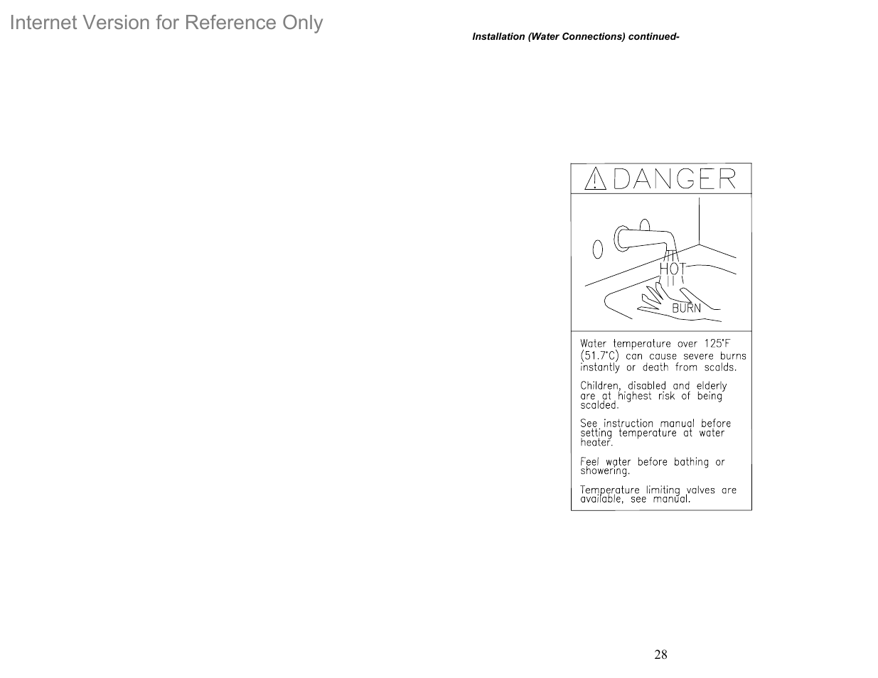 Installation (water connections) continued, Internet version for reference only | Bradford White DH-75T-60FB-3X User Manual | Page 28 / 40