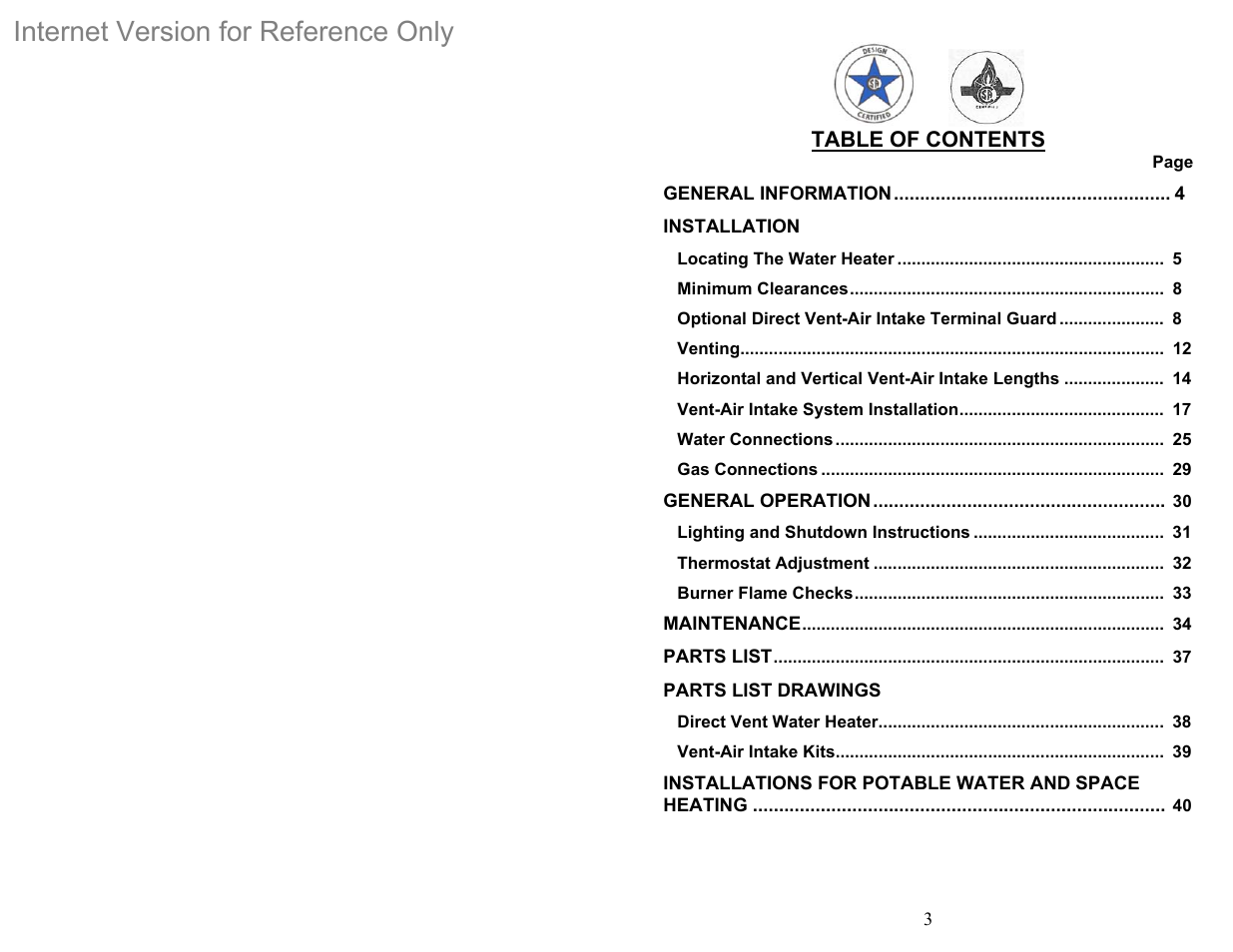 Internet version for reference only | Bradford White DH-75T-60FB-3X User Manual | Page 3 / 40