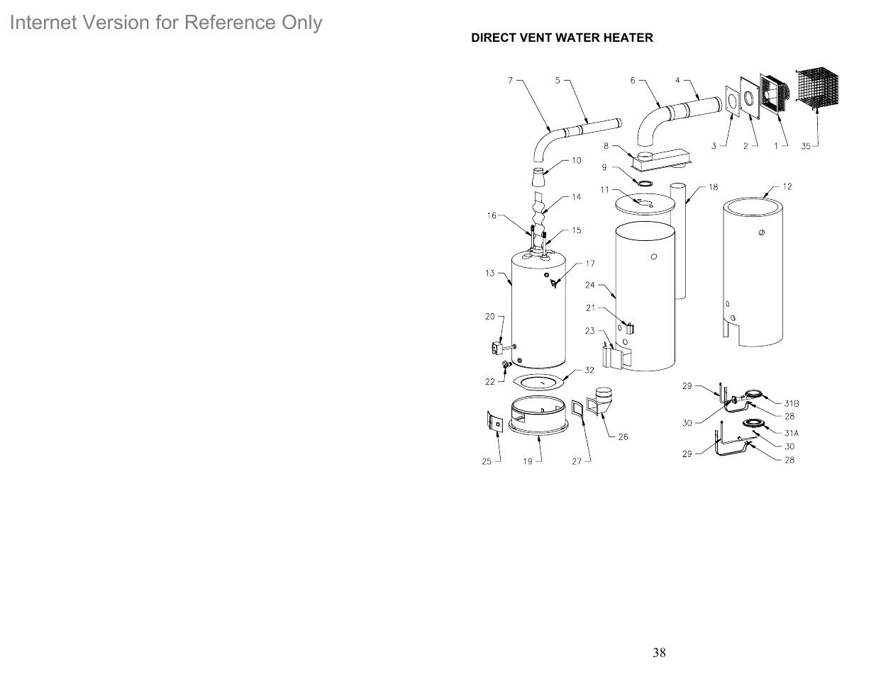 Direct vent water heater, Internet version for reference only | Bradford White DH-75T-60FB-3X User Manual | Page 38 / 40