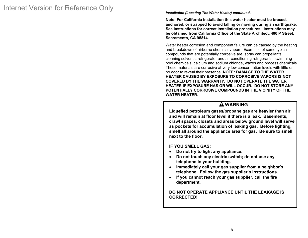 Internet version for reference only | Bradford White DH-75T-60FB-3X User Manual | Page 6 / 40
