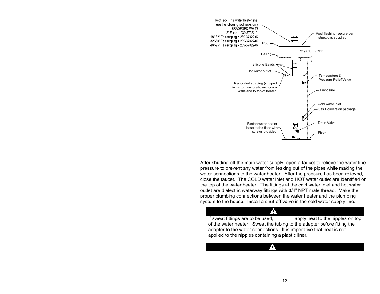 Caution, Warning | Bradford White M-I-MS40T6LX User Manual | Page 12 / 28