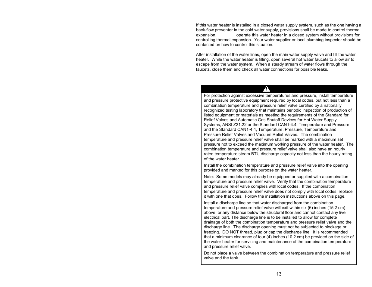 Warning | Bradford White M-I-MS40T6LX User Manual | Page 13 / 28