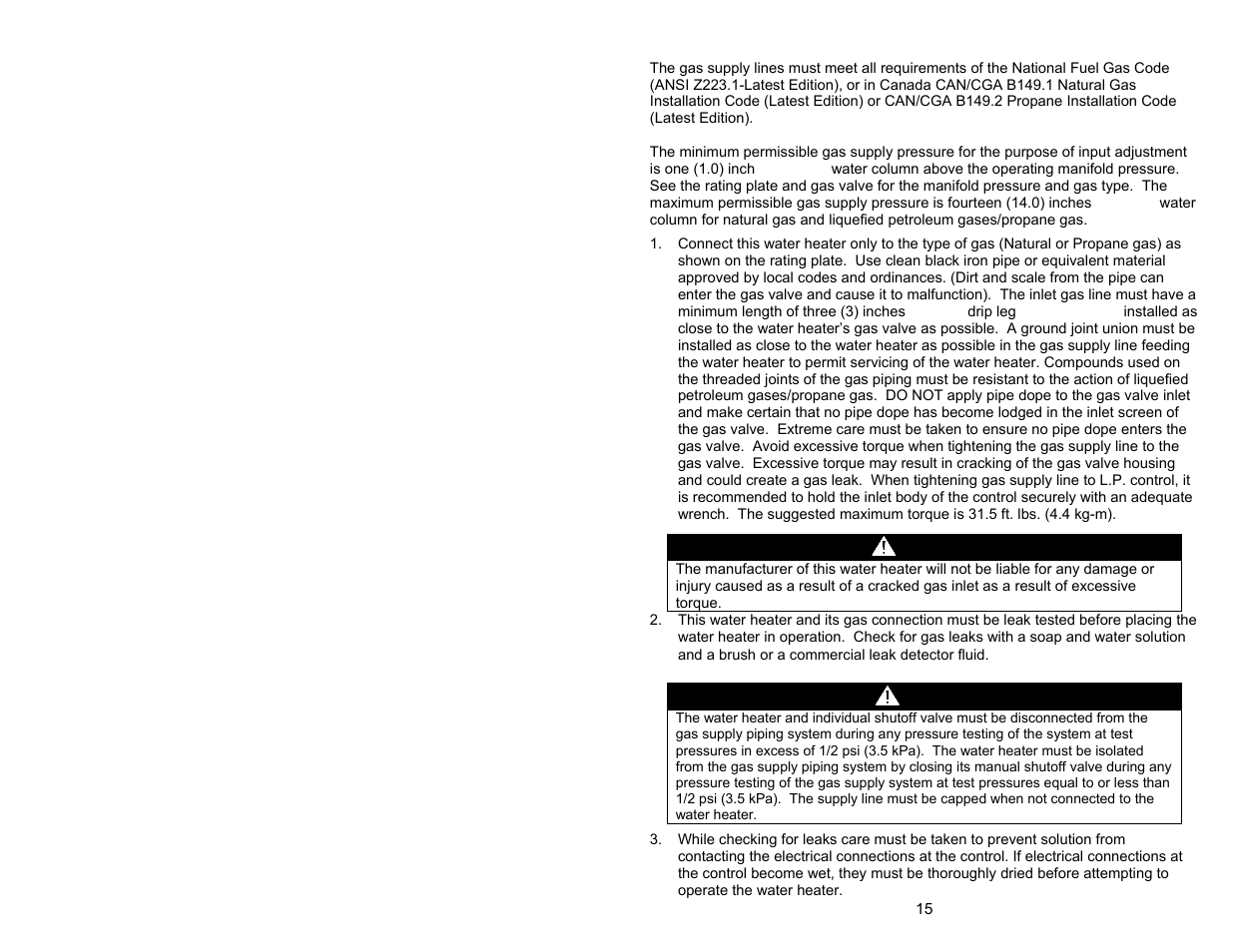 Warning, Caution | Bradford White M-I-MS40T6LX User Manual | Page 15 / 28