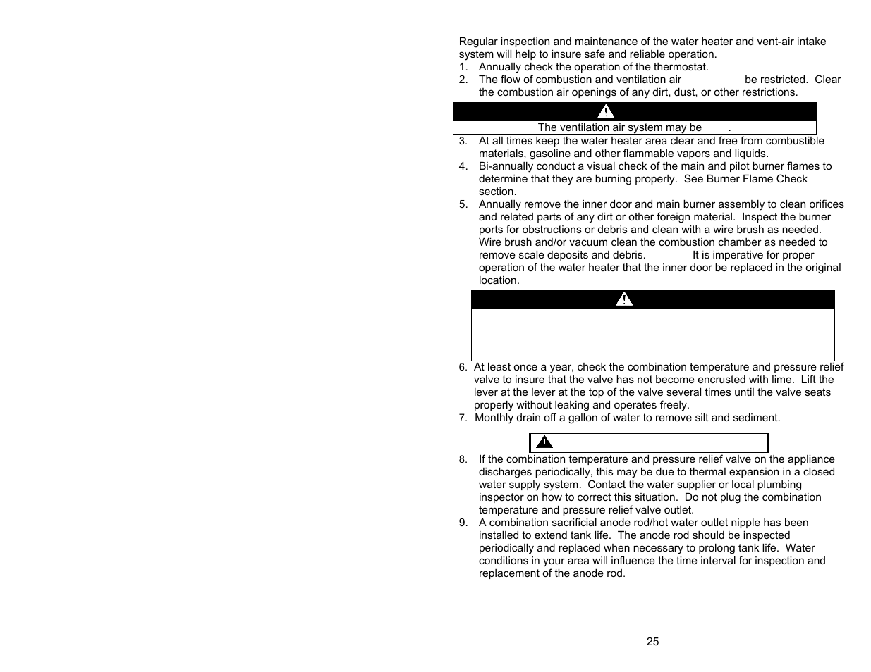 Warning | Bradford White M-I-MS40T6LX User Manual | Page 25 / 28