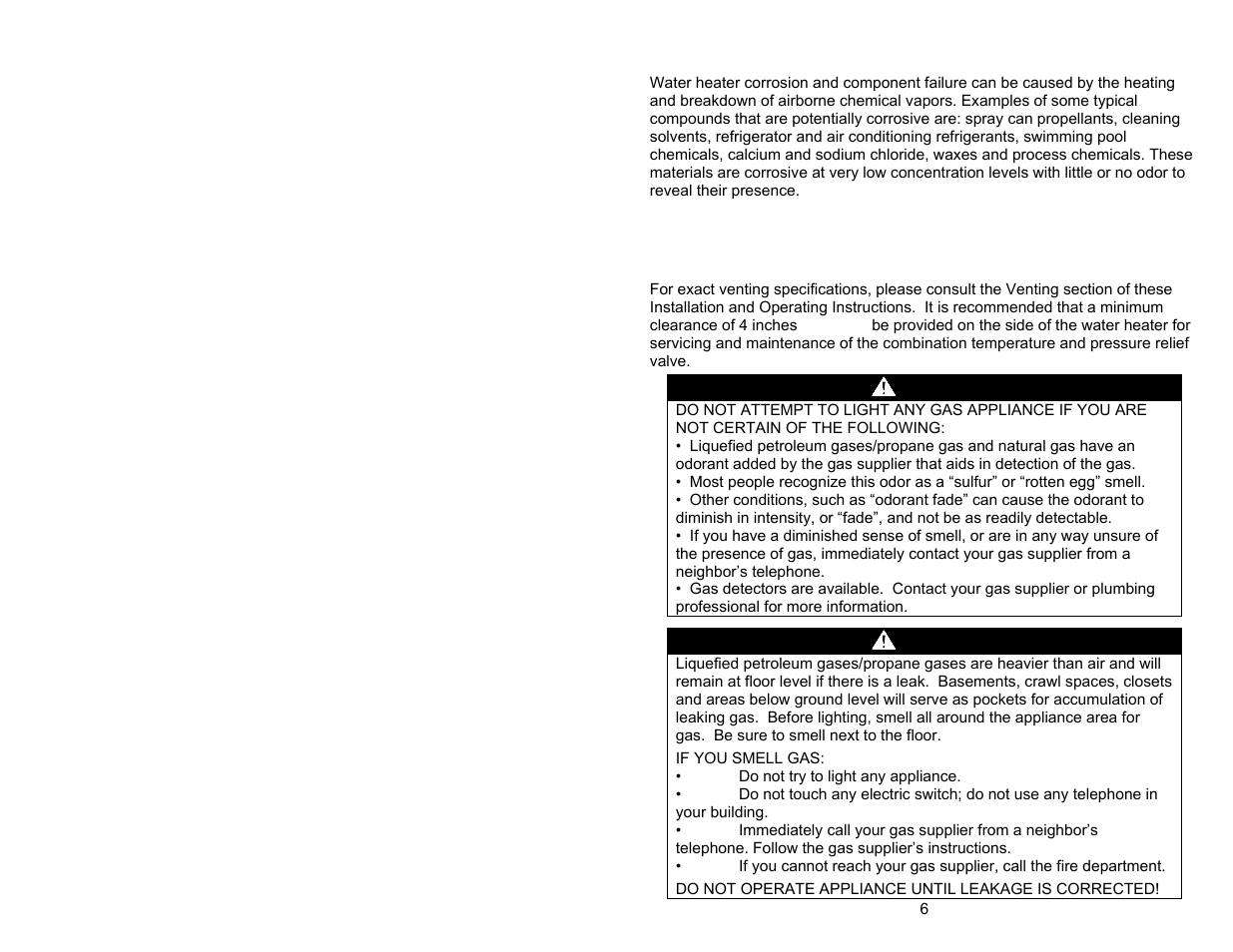 Warning | Bradford White M-I-MS40T6LX User Manual | Page 6 / 28