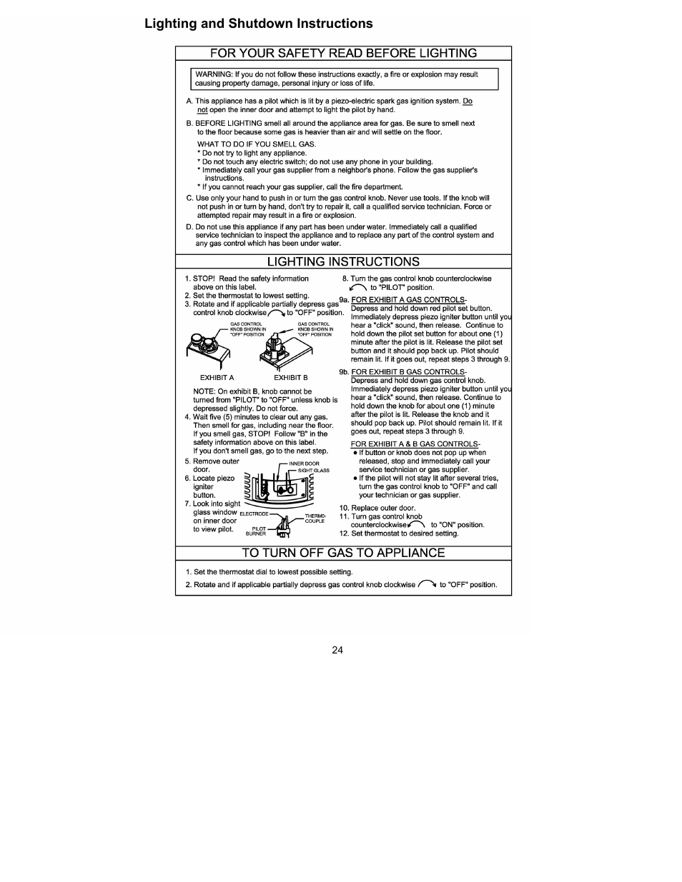 Lighting and shutdown instructions | Bradford White M-I-MH40T6FLX User Manual | Page 24 / 32