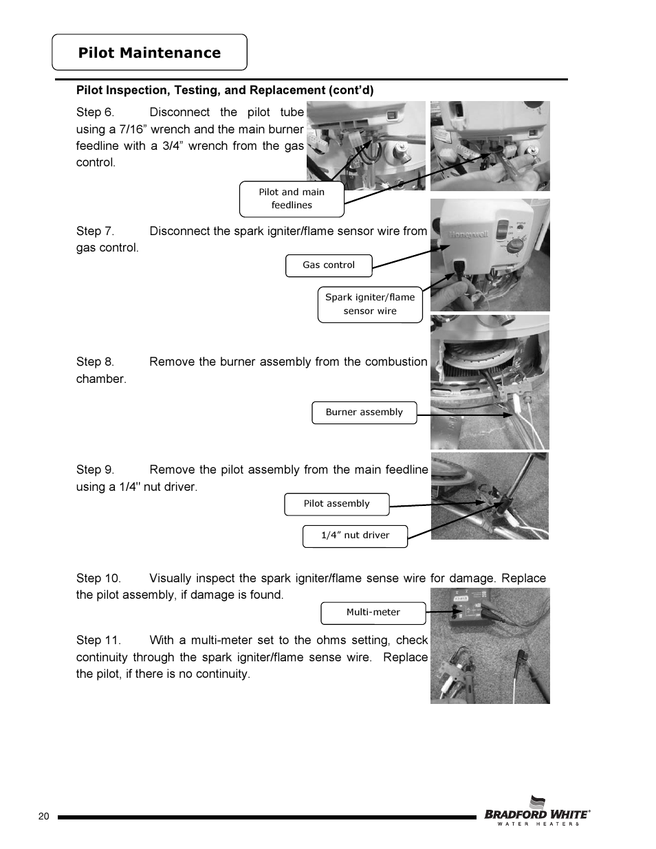 Pilot maintenance | Bradford White PE-2-XR504T6FSX User Manual | Page 20 / 32