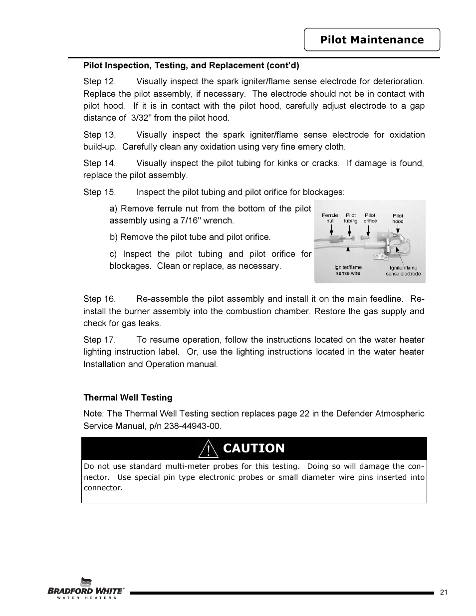 Caution | Bradford White PE-2-XR504T6FSX User Manual | Page 21 / 32