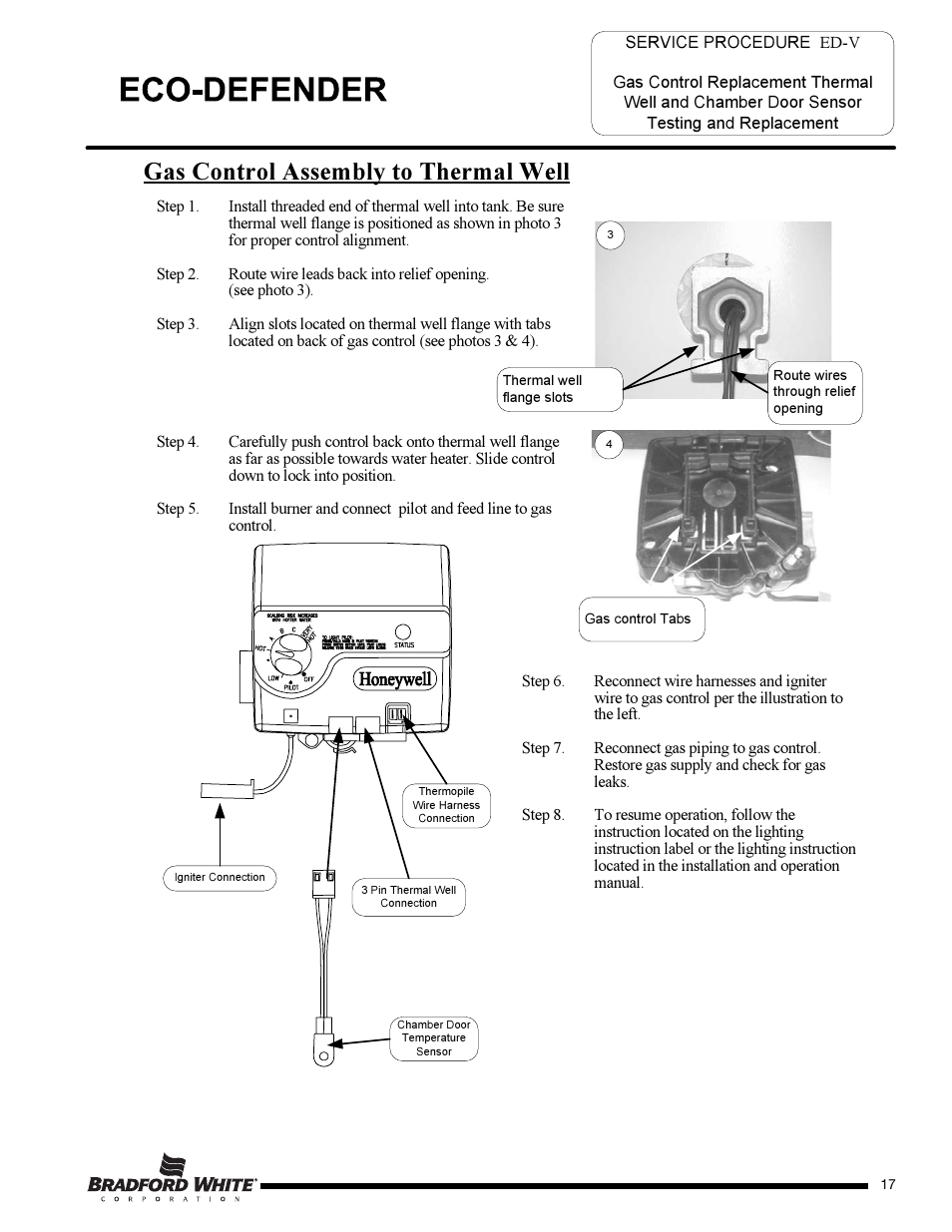 Gas control assembly to thermal well | Bradford White U-65T-55FR-3N User Manual | Page 17 / 28