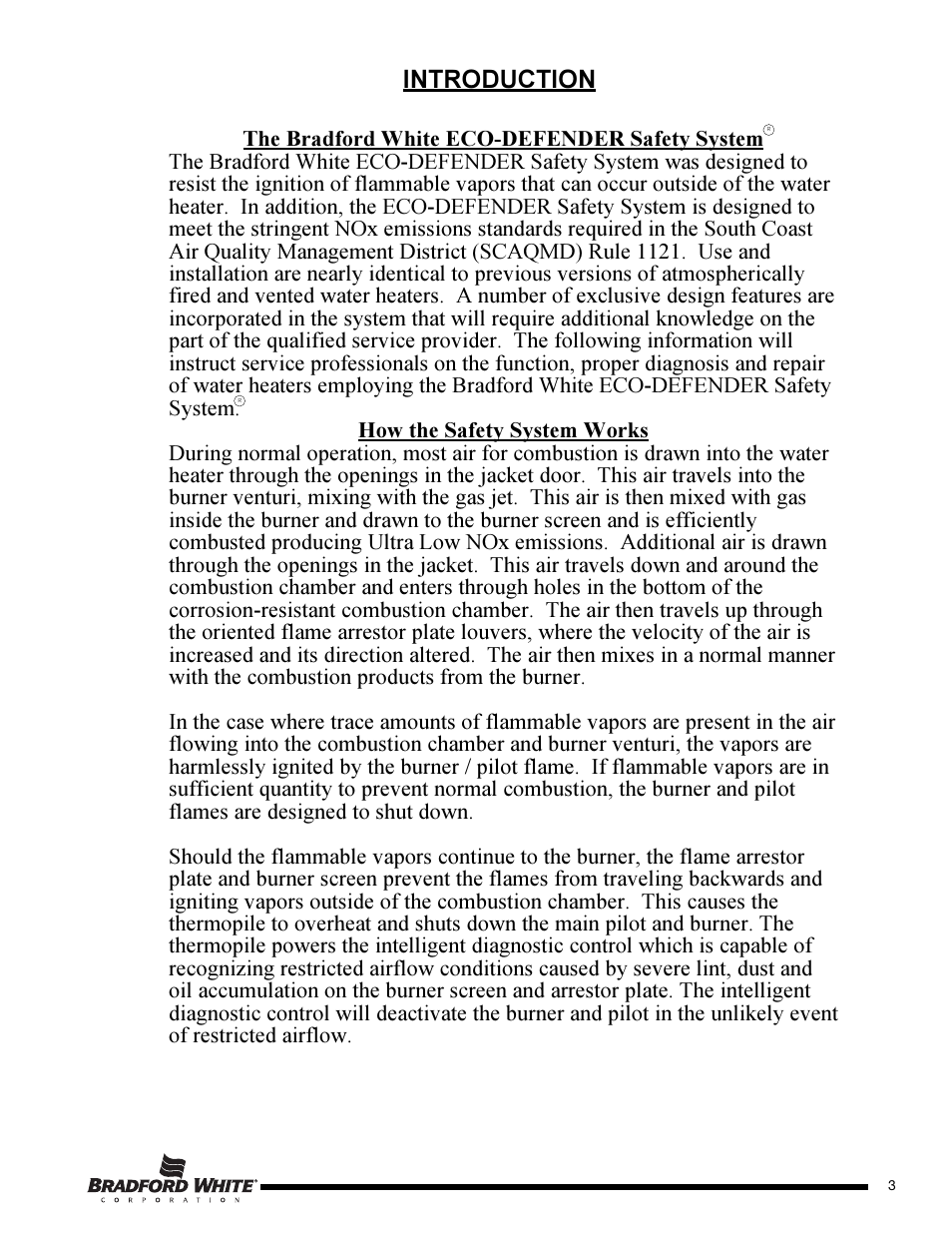 Introduction | Bradford White U-65T-55FR-3N User Manual | Page 3 / 28