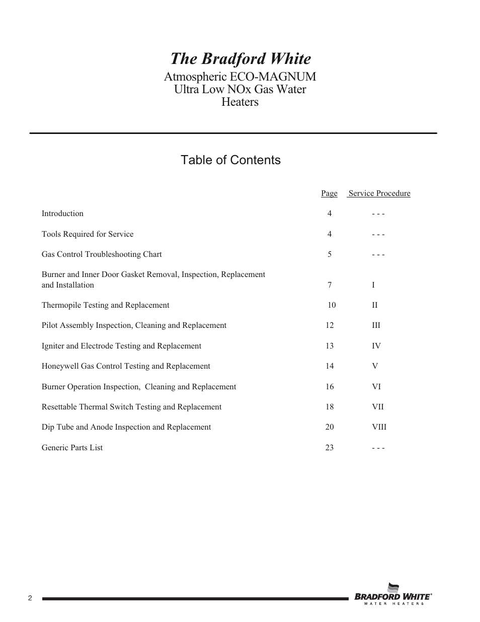 The bradford white | Bradford White U-100T-88R-3N User Manual | Page 2 / 28