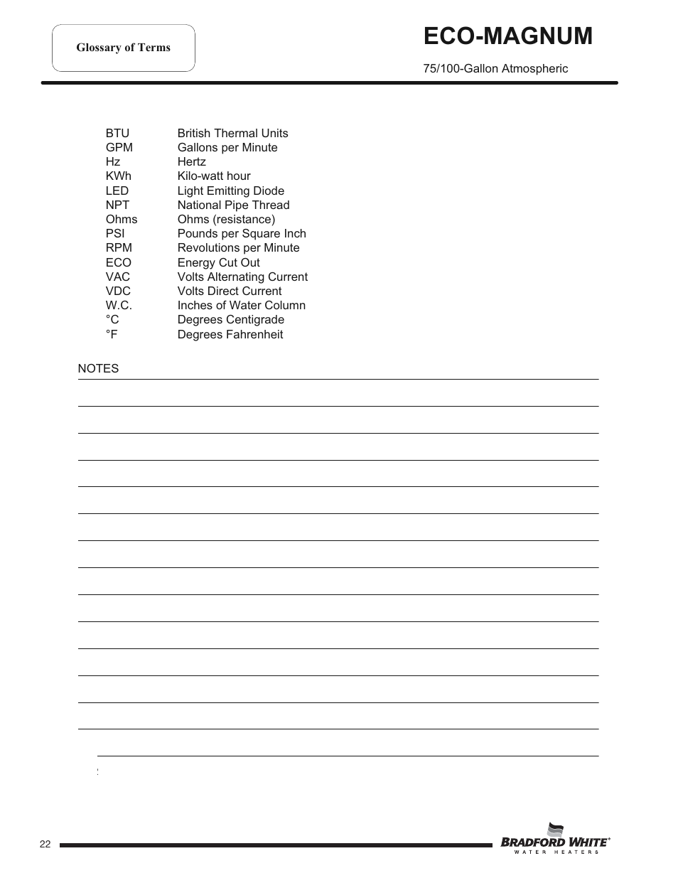 Eco-magnum | Bradford White U-100T-88R-3N User Manual | Page 22 / 28