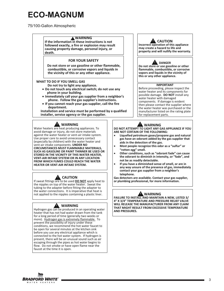 Eco-magnum | Bradford White U-100T-88R-3N User Manual | Page 3 / 28