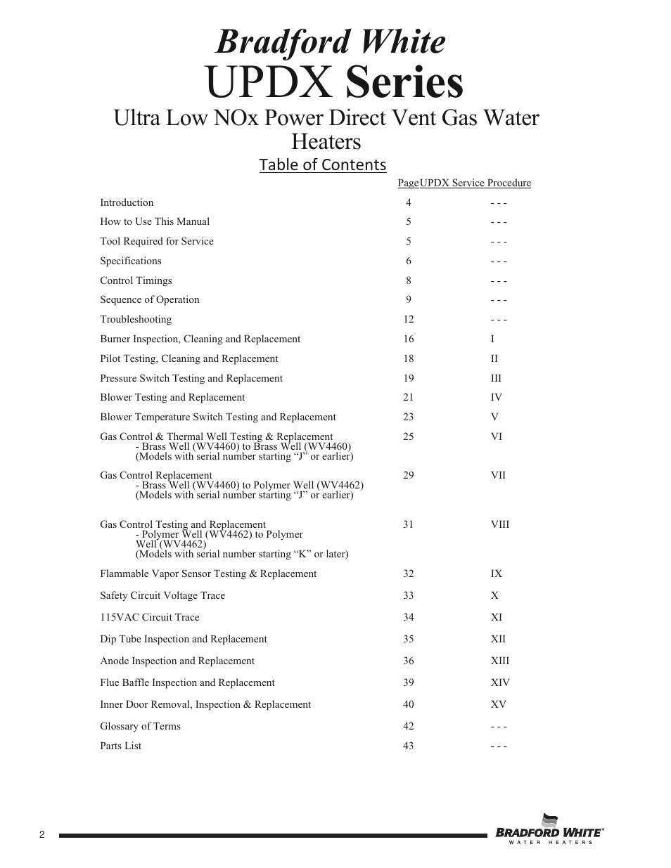 Bradford White UPDX2-75T6FRN User Manual | Page 2 / 44