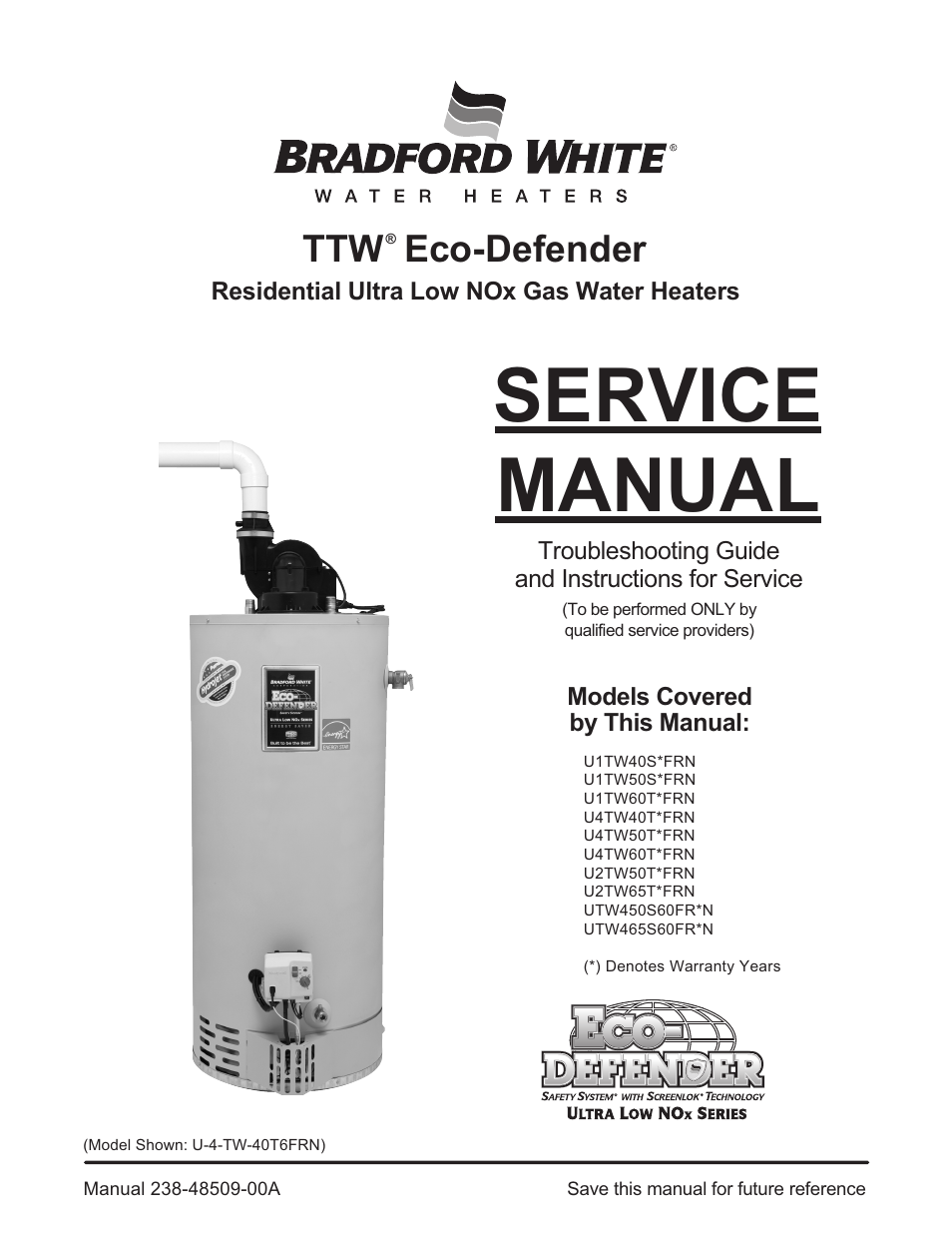 Bradford White U-TW4-75S-76R-3N User Manual | 52 pages