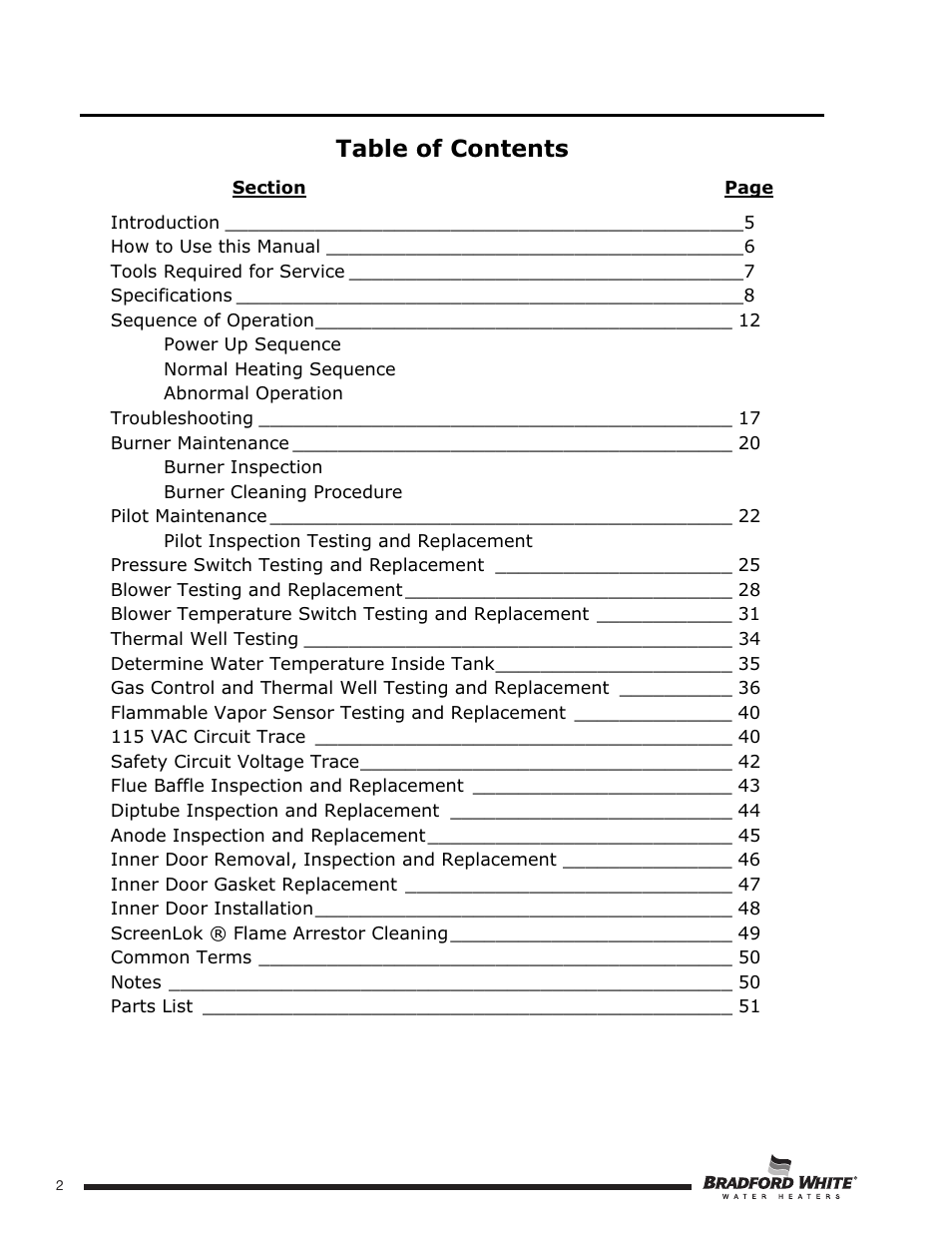 Bradford White U-TW4-75S-76R-3N User Manual | Page 2 / 52