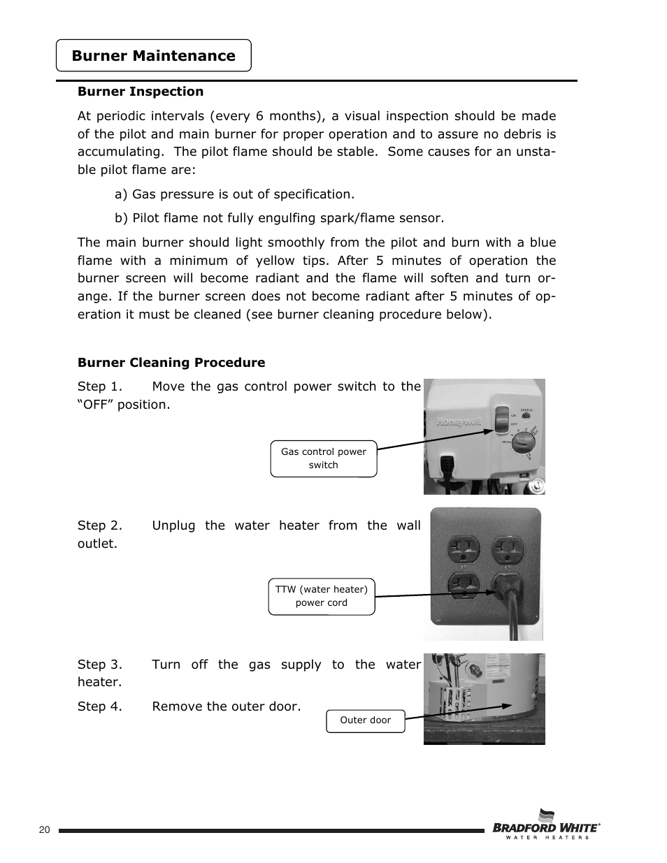 Burner maintenance | Bradford White U-TW4-75S-76R-3N User Manual | Page 20 / 52