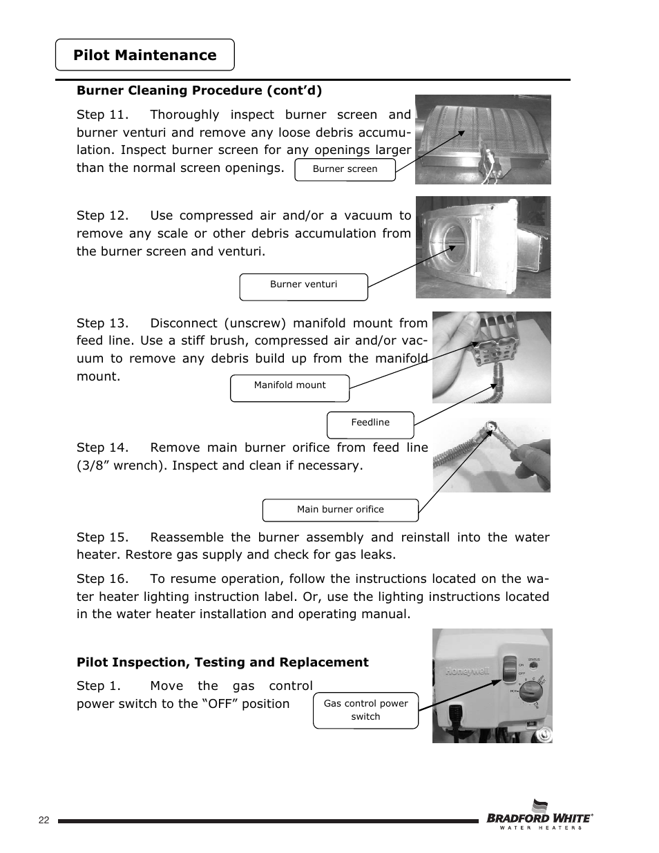 Pilot maintenance | Bradford White U-TW4-75S-76R-3N User Manual | Page 22 / 52