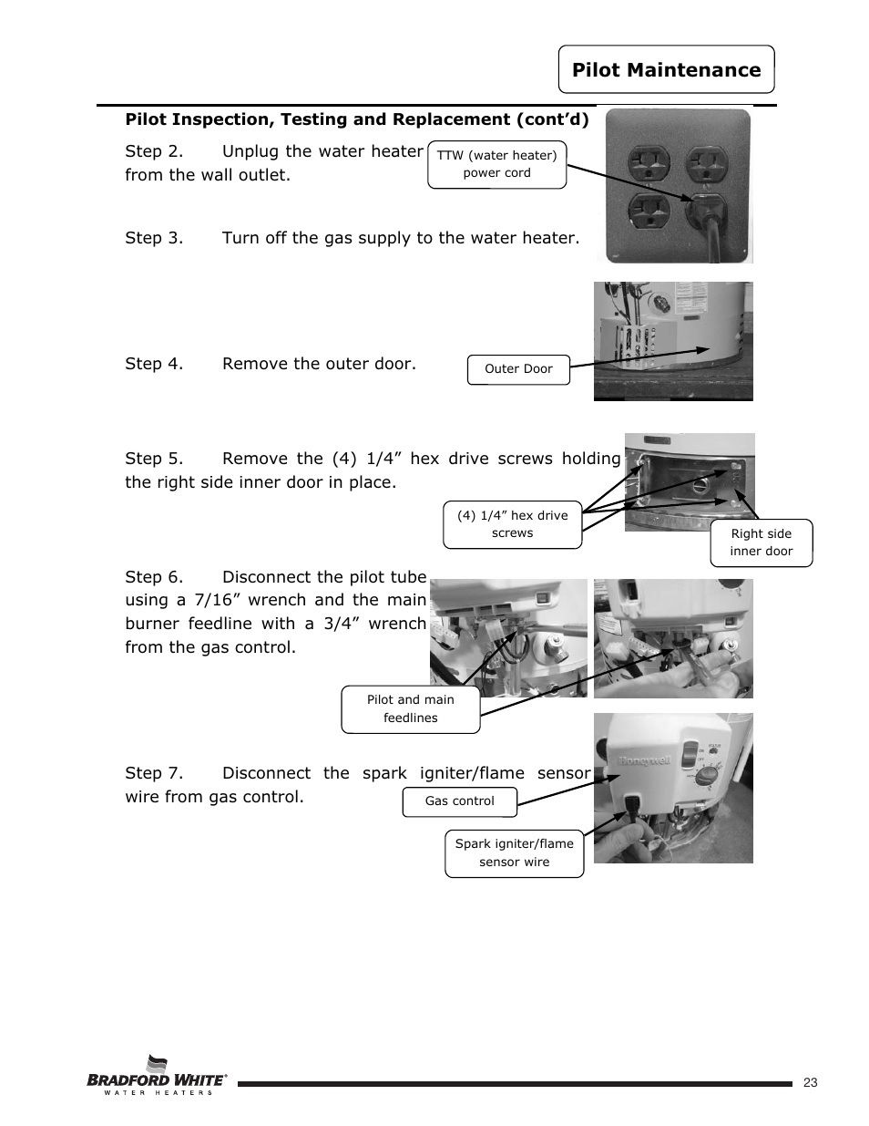 Pilot maintenance | Bradford White U-TW4-75S-76R-3N User Manual | Page 23 / 52