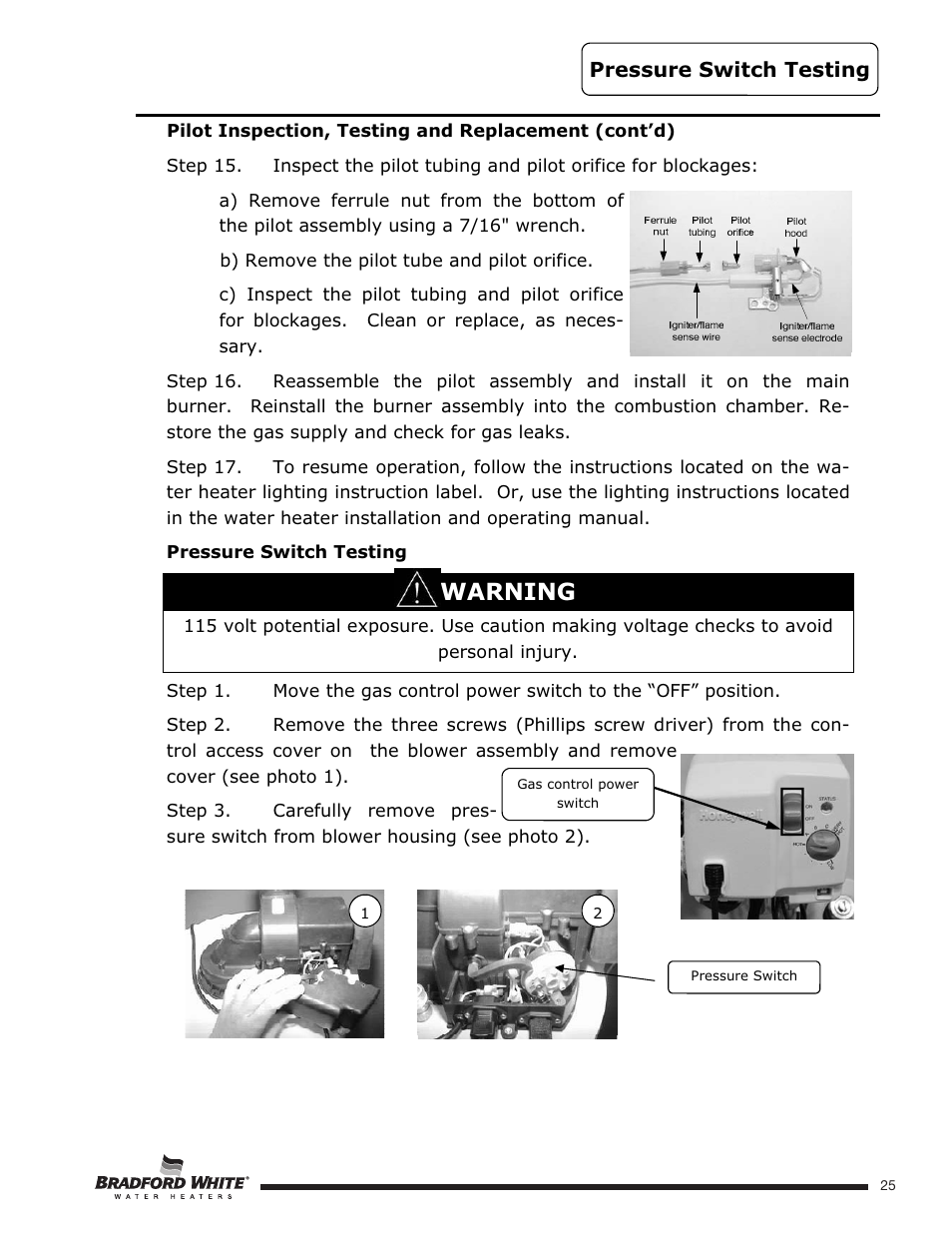 Warning | Bradford White U-TW4-75S-76R-3N User Manual | Page 25 / 52